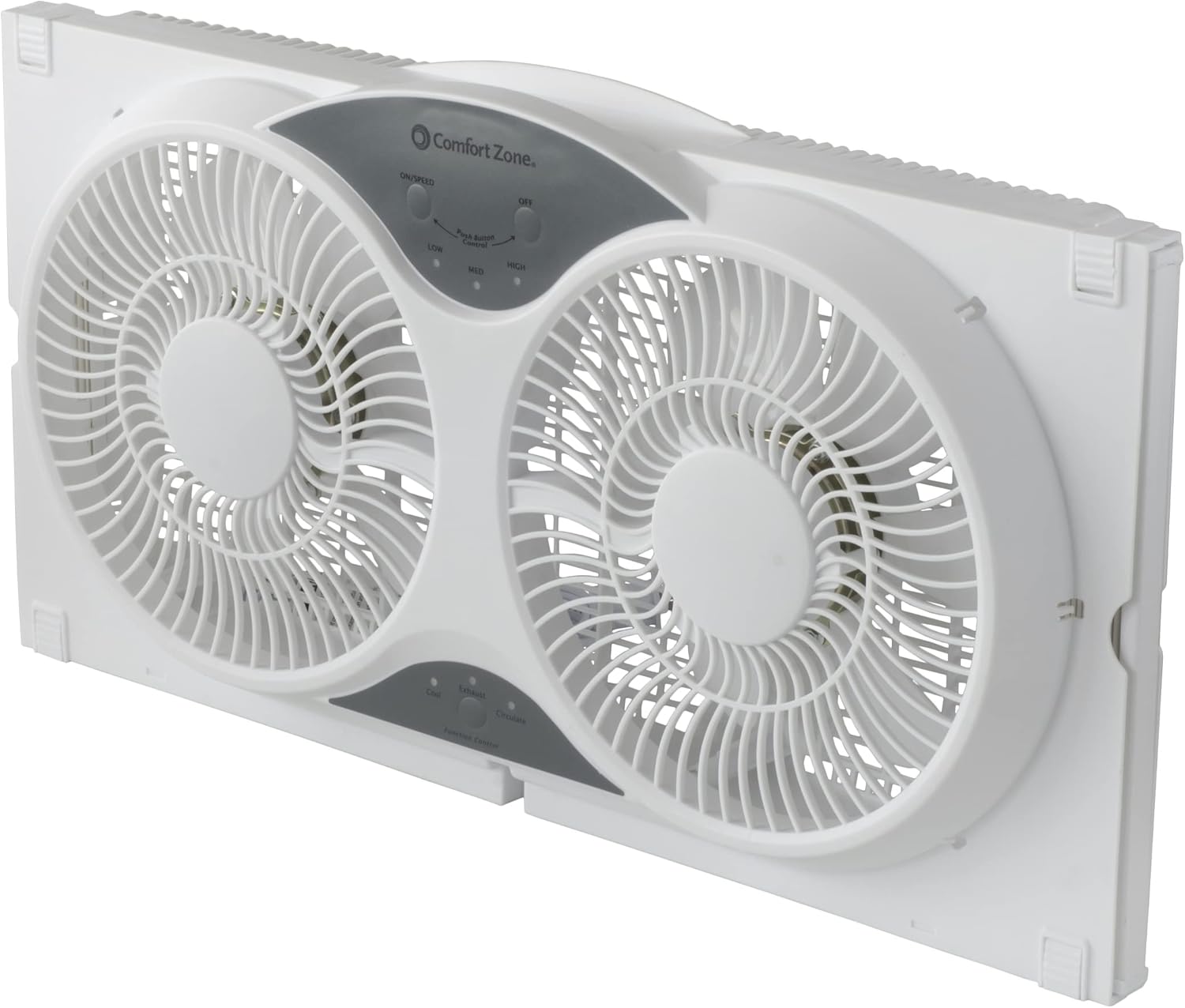 Comfort Zone CZ310R 3-Speed 3-Function Expandable Reversible Twin Window Fan with Remote Control, Removable Cover Pack of 2