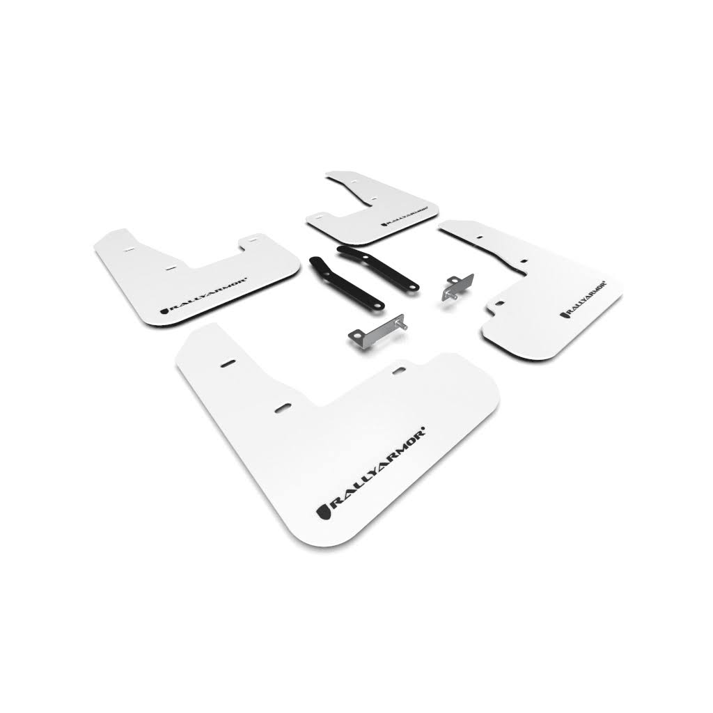 Rally Armor 2019+ Hyundai Elantra N Line UR White Mud Flap w/ Black Logo