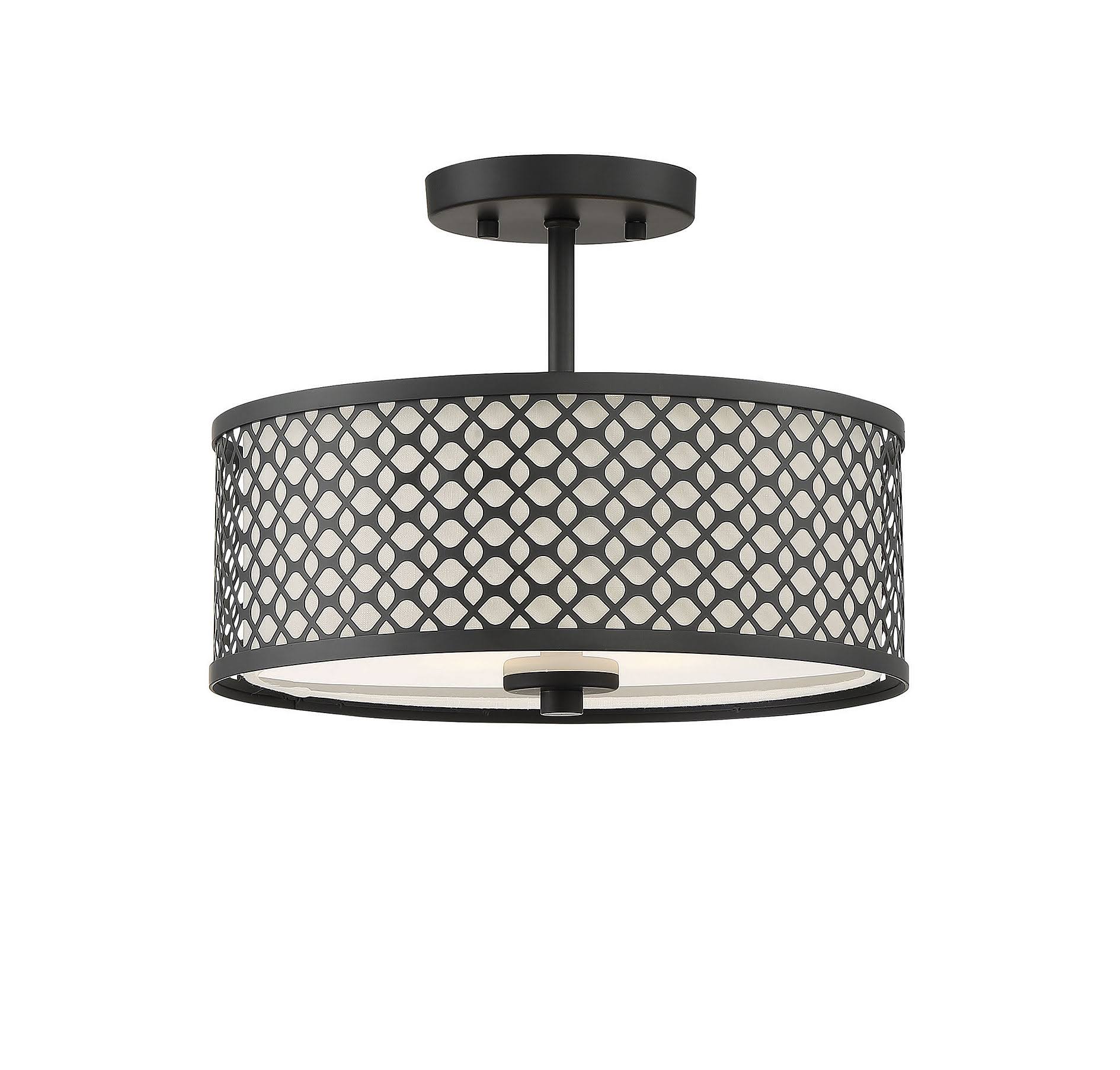 Meridian Lighting M60016mbk 2 Light Matte Black Semi-Flush