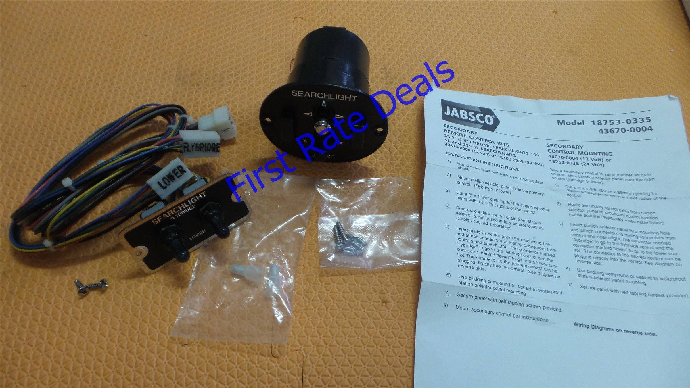 Jabsco 18753-0335 Black Dual Search Light Boat Remote Control 255SL 24