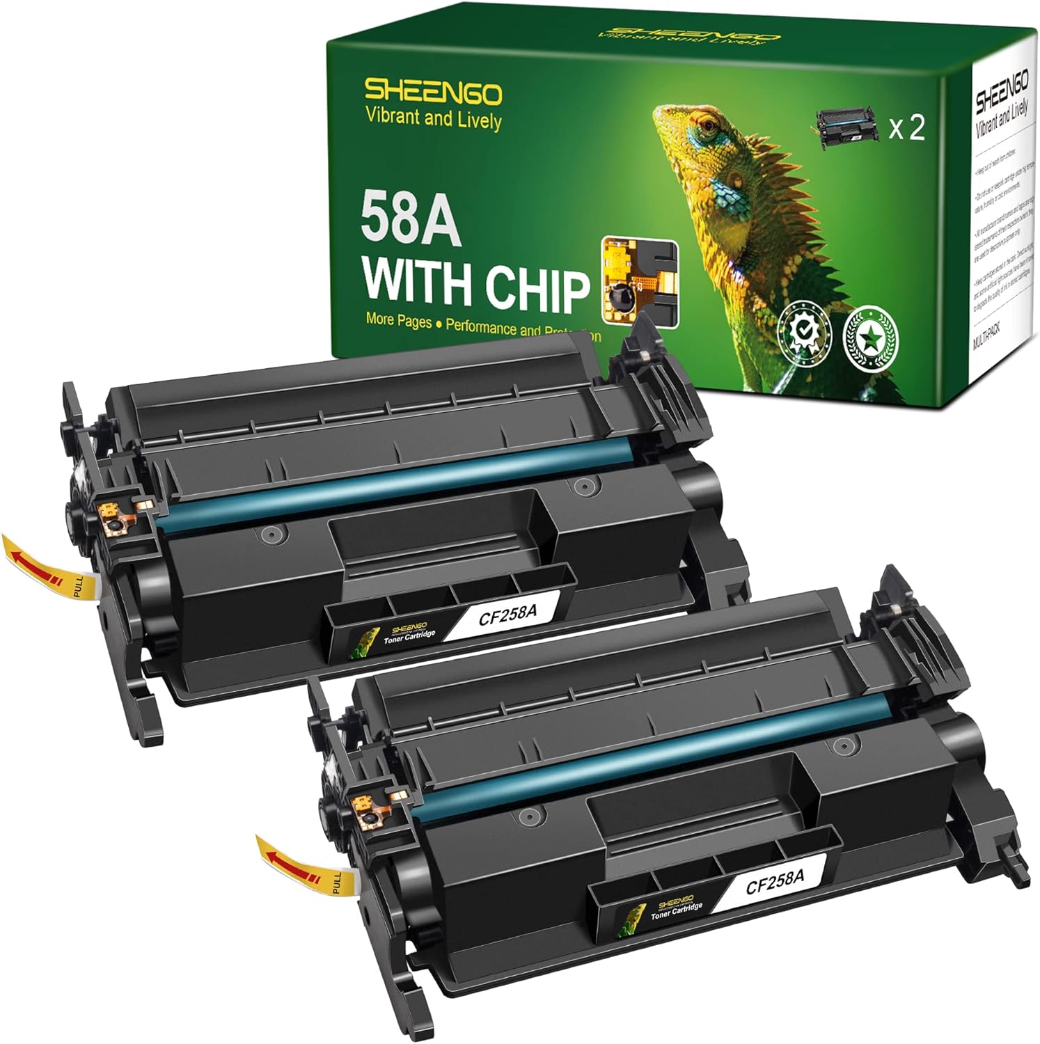 SHEENGO Compatible Toner Cartridge with Chip Replacement for HP 58A CF258A Toner to Use with Pro M404dn M404n M404dw MFP M428fdw M428dw M428fdn M404 M428 Toner Printer with CHIP (2 Black)