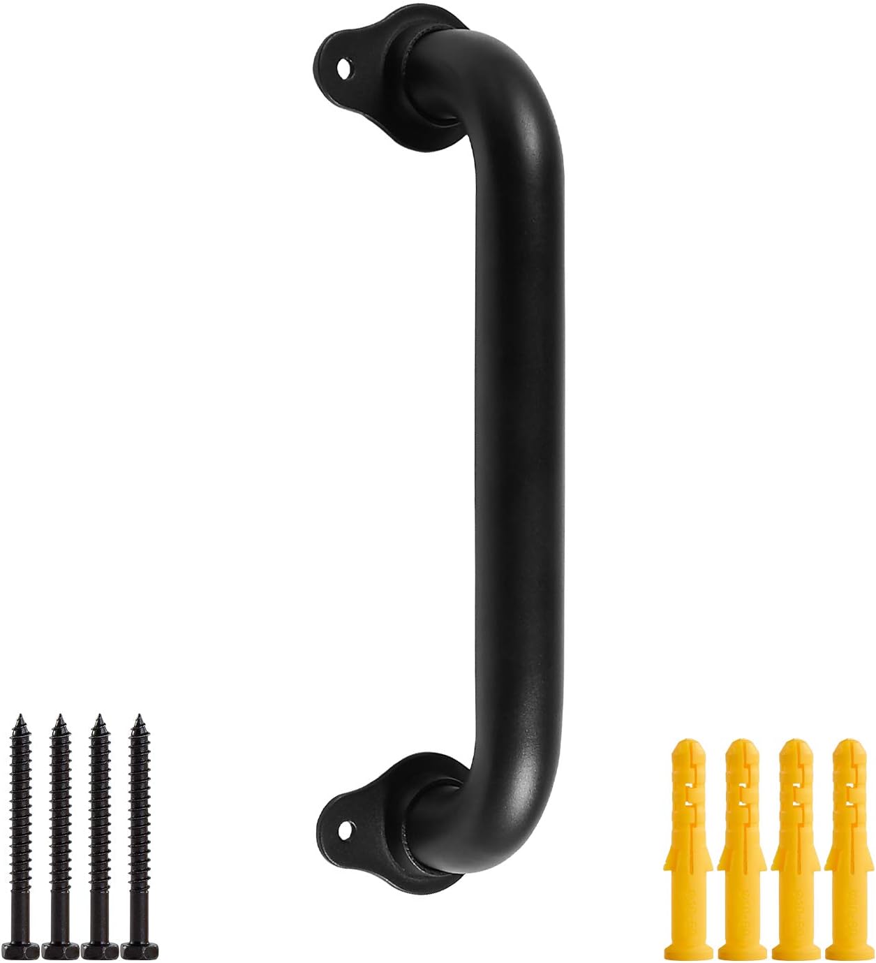 Purife 36 Inch Black No-Slip Pipe Hand Rails for Indoor Stairs, Metal Staircase Handrails- Industrial Wall Mount Handrail, Outdoor Deck Rail, Iron Banister, Safety Grab Bar for Elderly & Kids