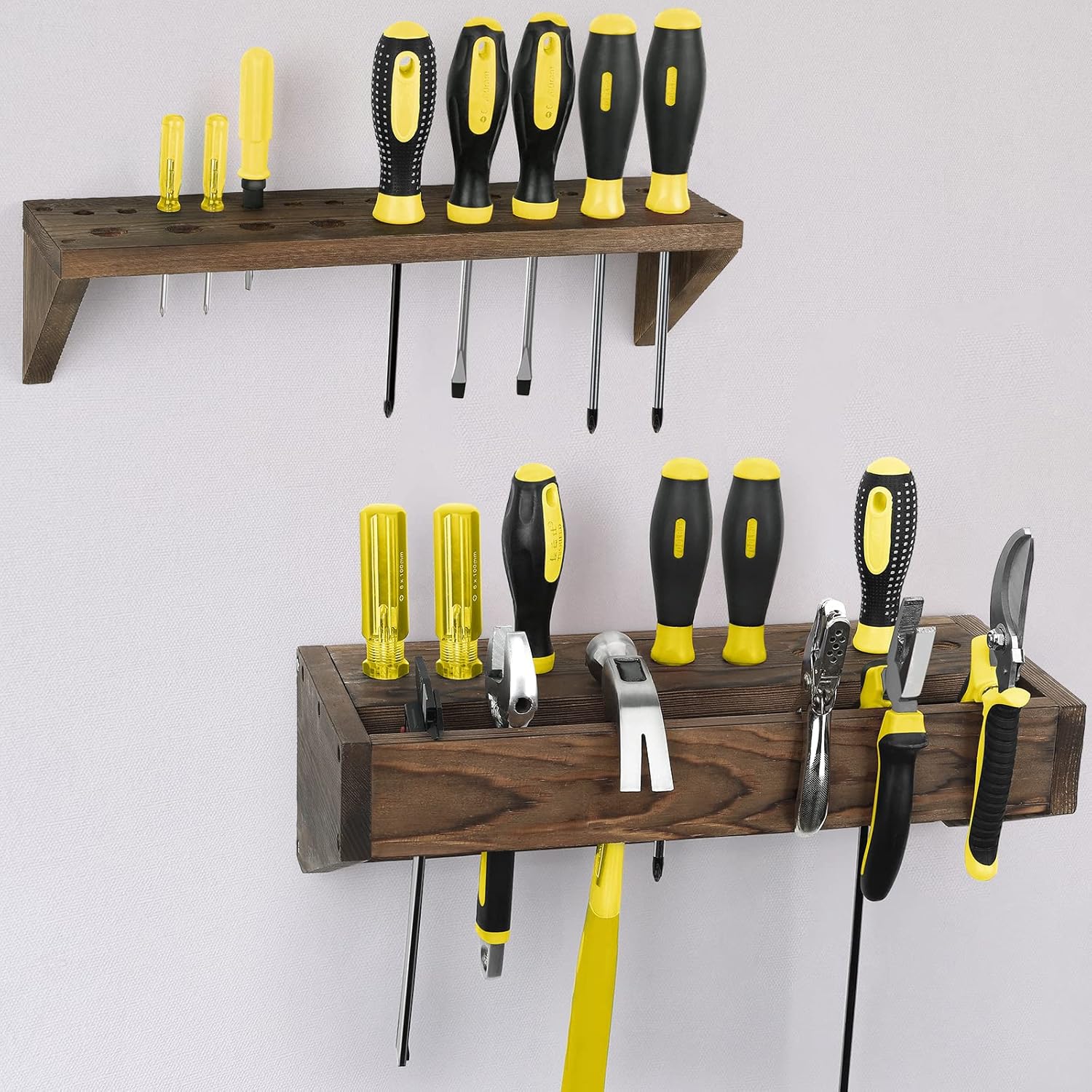 Screwdriver Organizer Set of 2 Wall Tool Organizer Pliers Organizer Hammer Rack Tool Rack for Workshop, Workbench, Garage, Garden