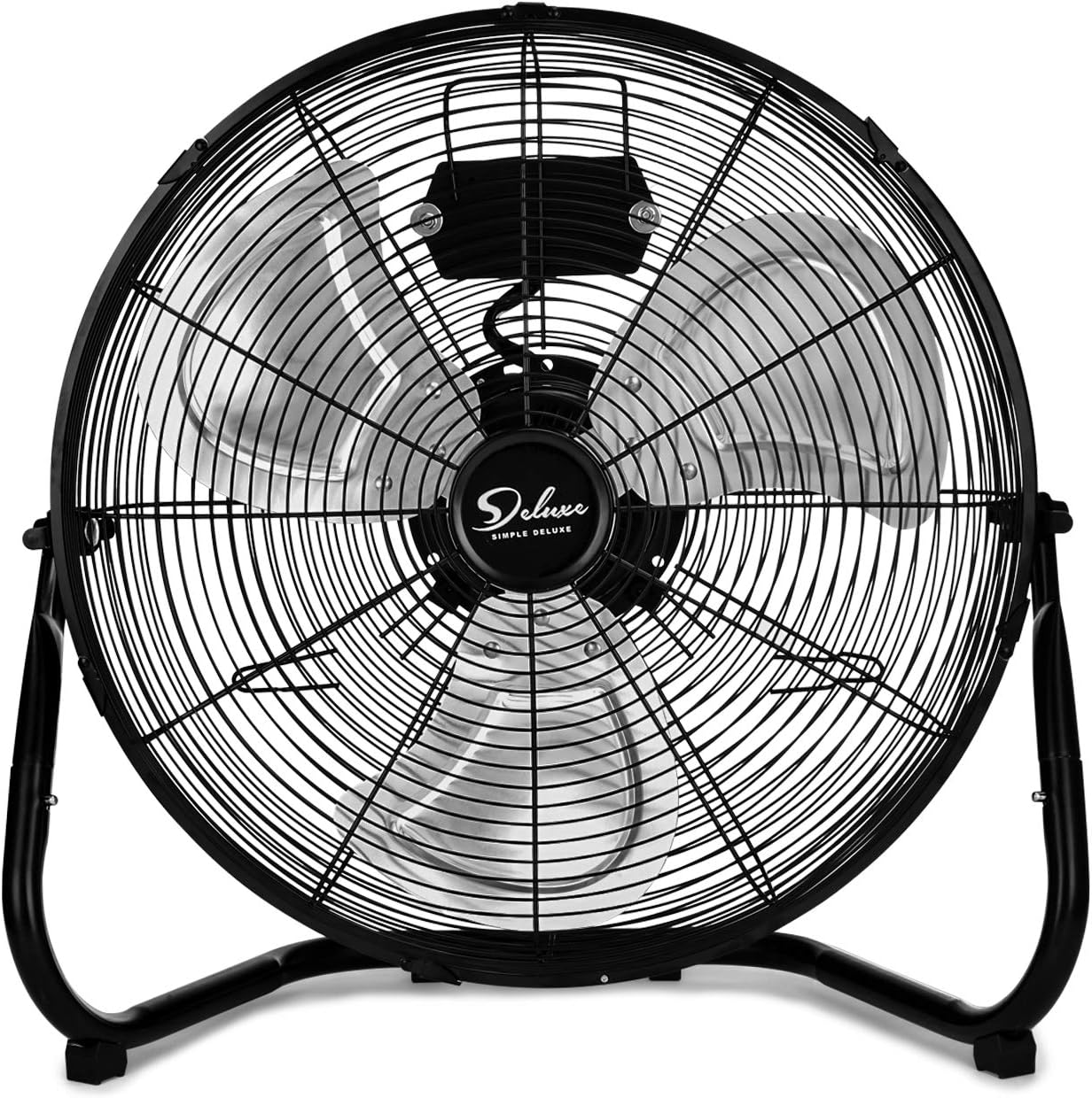 Simple Deluxe 20 Inch 3-Speed High Velocity Heavy Duty Metal Industrial Floor Fans Quiet for Home, Commercial, Residential, and Greenhouse Use, Outdoor/Indoor, Black
