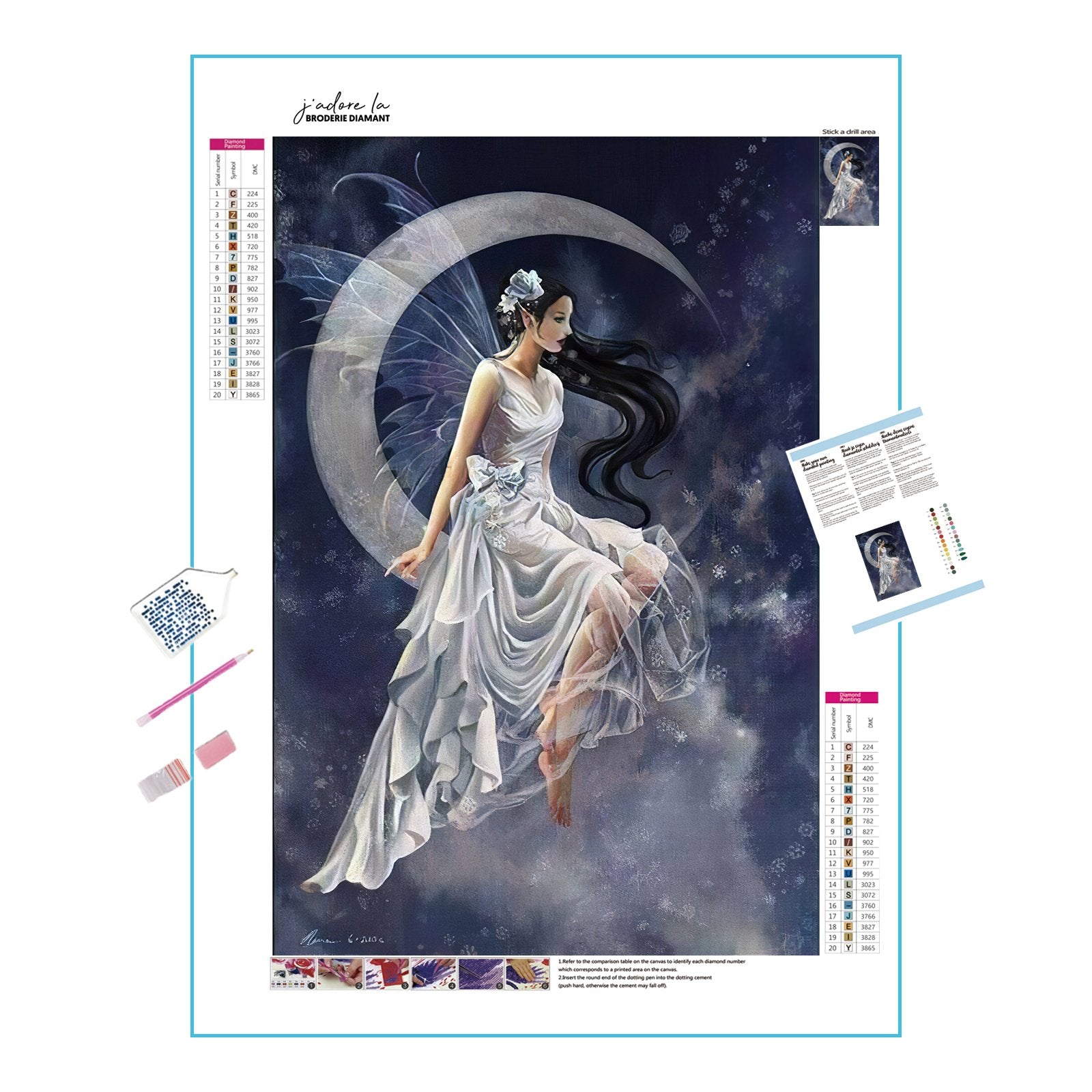 Girl With Black Hair In White Moon