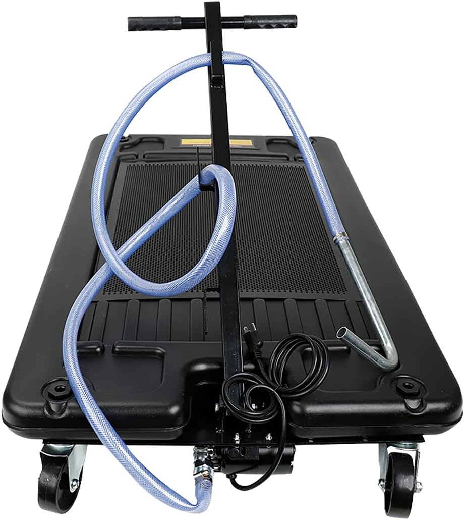 SUPERFASTRACING 17 Gallon Low Profile Roll Around Oil Drain Pan with 110V Electric Pump 8'' Hose