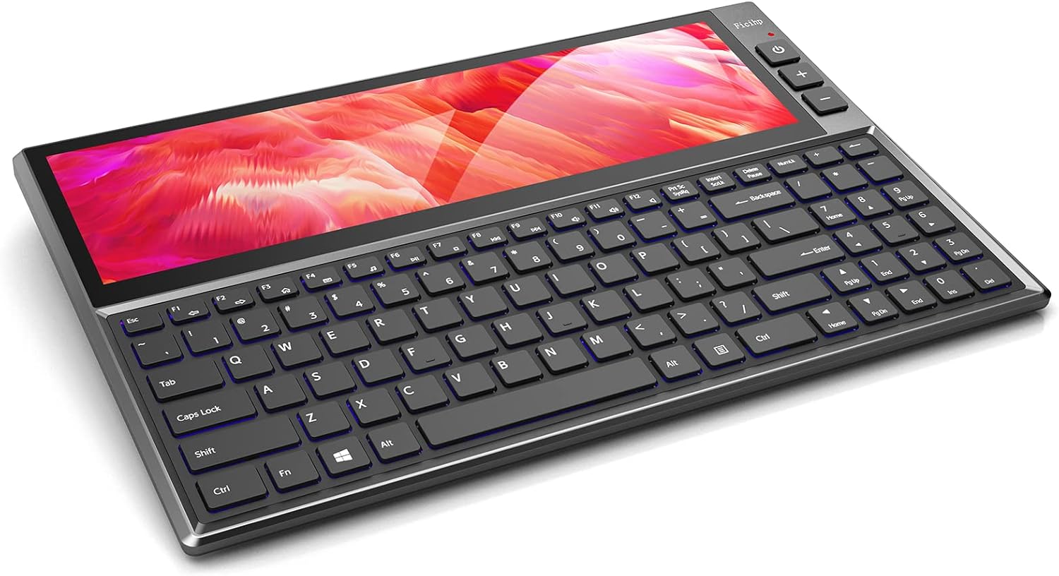 Ficihp RGB Keyboard, Built-in 12.6 inches Touchscreen Monitor, Ultra-Slim Aluminum Compact 98 Keys Computer Split Screen Keyboard 1920&times;515P HD IPS 2 USB/Type-C for Windows/Mac/Android