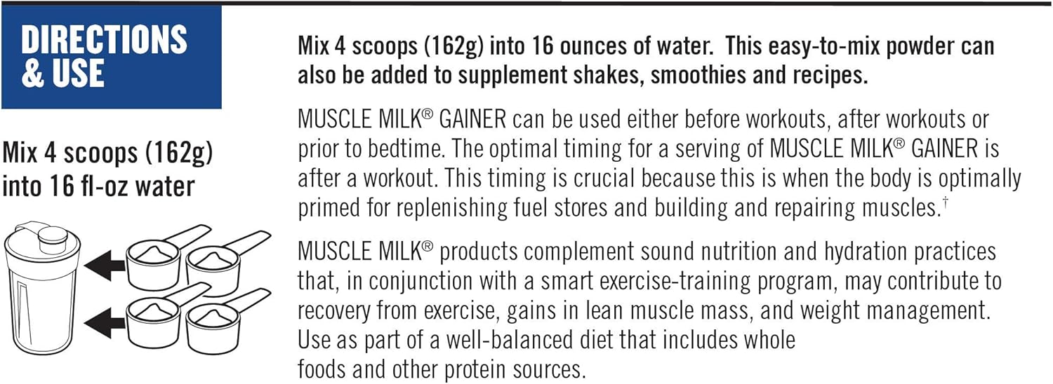 Muscle Milk Gainer Protein Powder, Vanilla Creme, 32g Protein, 5 Pound Pack of 2