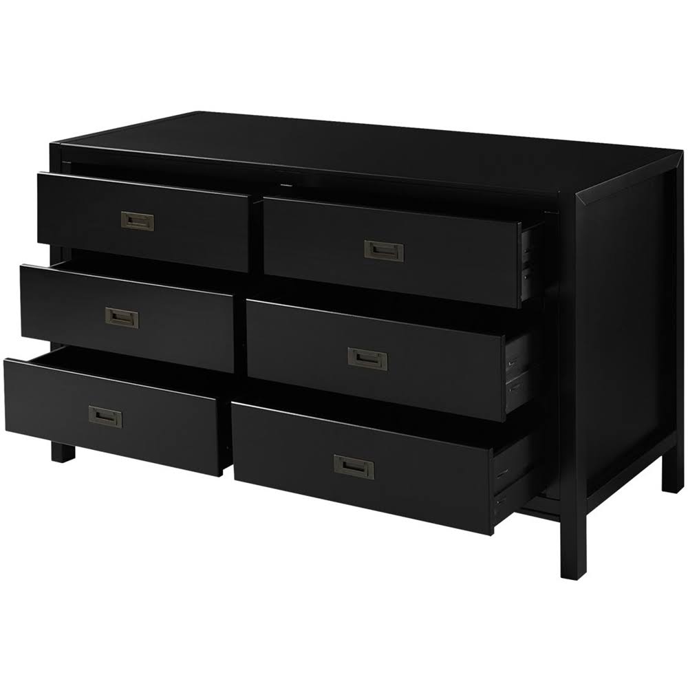 Walker Edison - Solid Wood Modern Classic 6-Drawer Dresser - Black