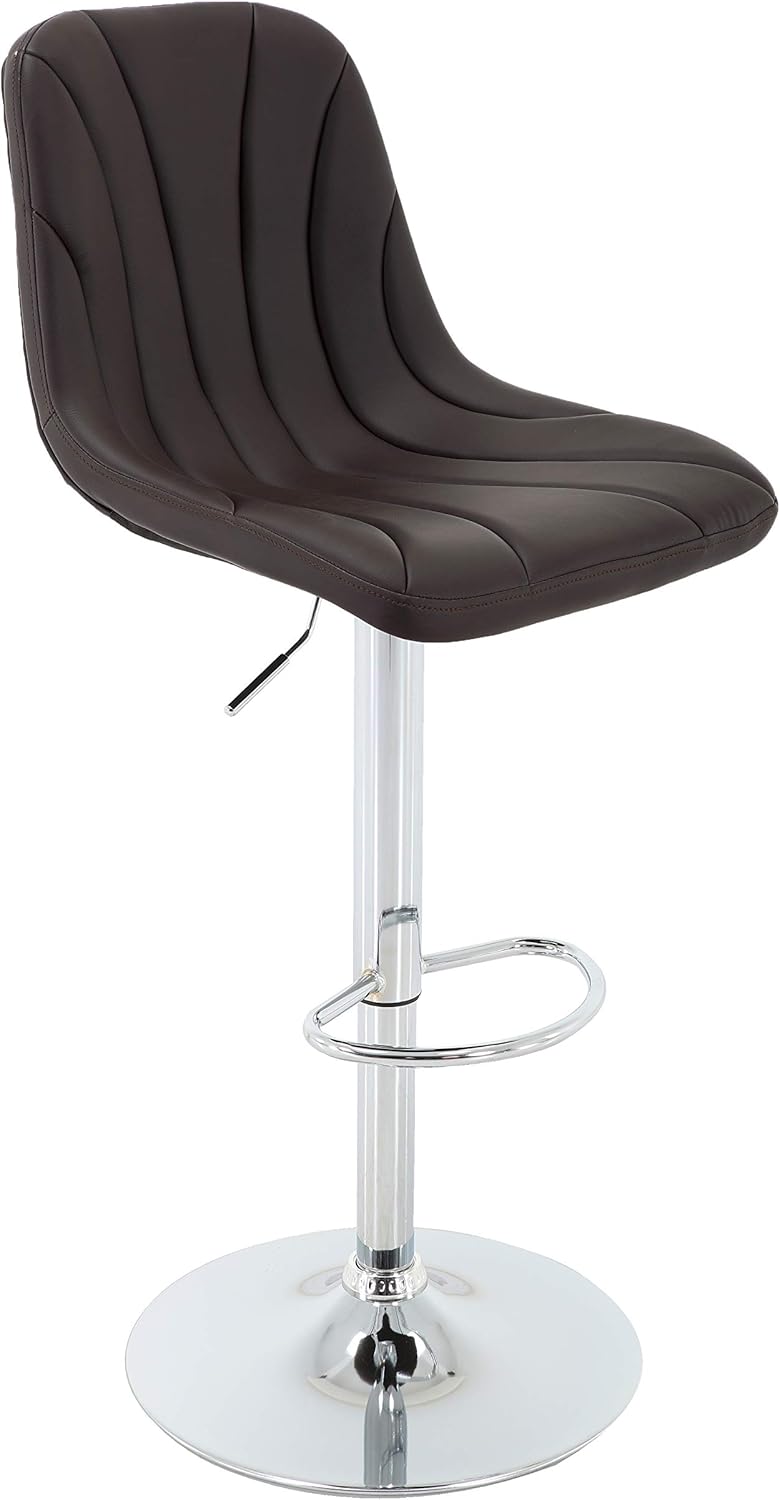 Brage Living Phoenix Leatherette Counter and Bar Height Adjustable Swivel Bar Stool with Footrest - Dark Brown Pack of 2