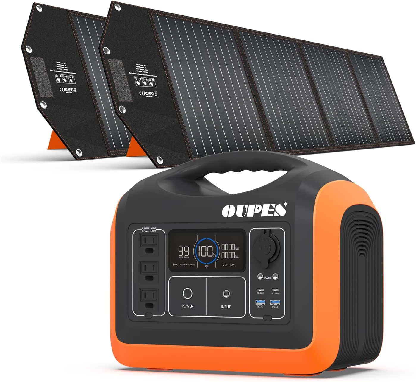 Portable Power Station 1200W, OUPES Solar Generator 992Wh（310,000mAh ) , Upgarde LiFePO4 Battery Backup Solar Powered Generators Quick Charge with 3 110V AC Outlet Generator for Home Use Camping Outdoors Travel