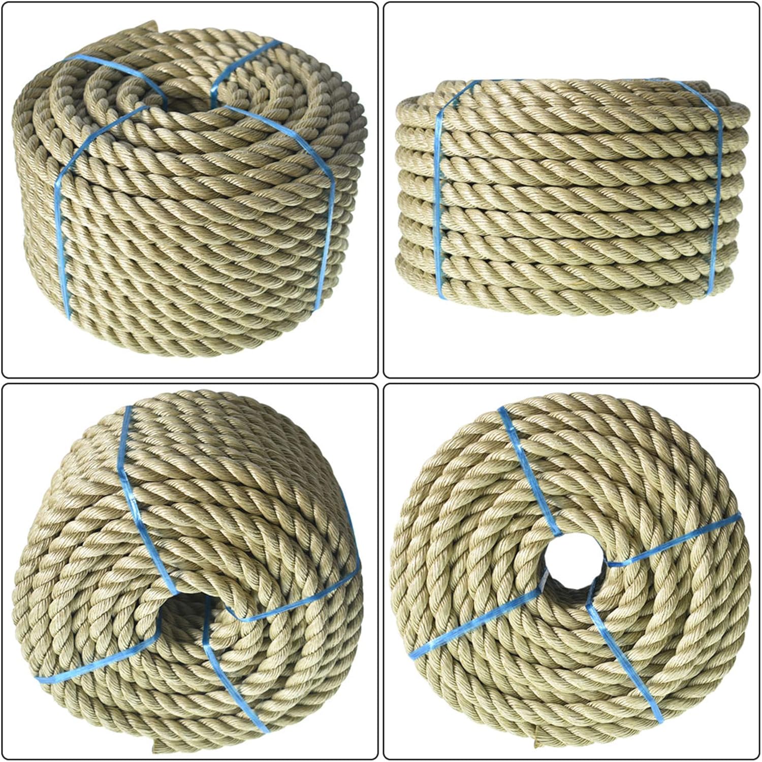 labworkauto ProManila - UnManila,Polypropylene Cord Twisted 3 Strand, Lightweight Synthetic Rope for DIY Projects, Marine, Commercial, Landscaping, Tug of War Pack of 2