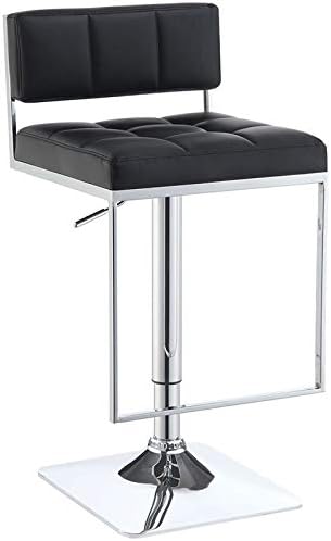 BOWERY HILL Tufted Adjustable Bar Stool in Chrome and Black
