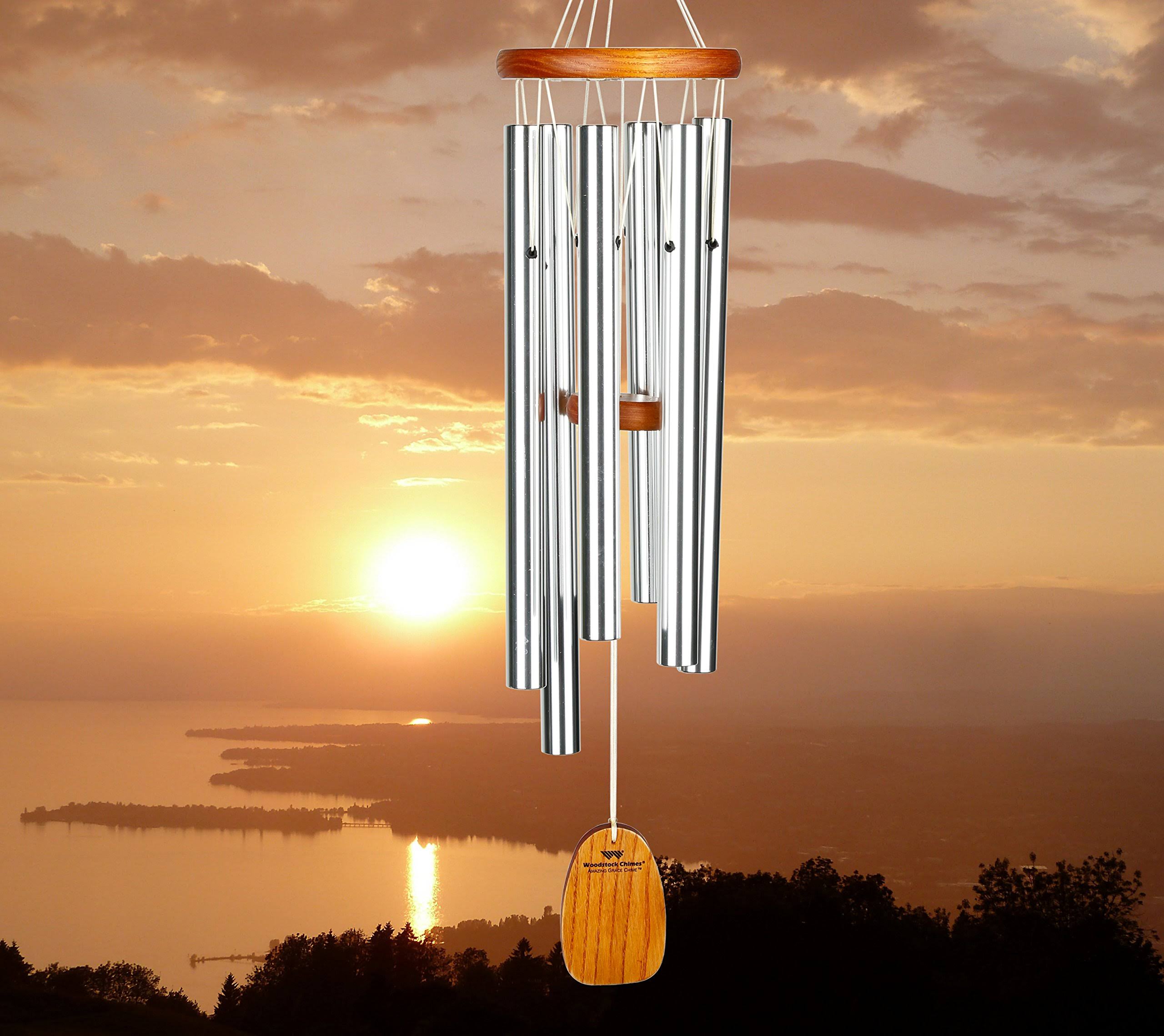 Woodstock Chimes Agms Amazing Grace Chime Medium Silver Outdoor Living