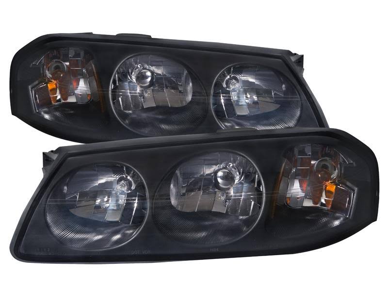Perde Headlights Black Halogen Pair Driver Left Passenger Right Set Fits 2000-2005 Chevy Impala