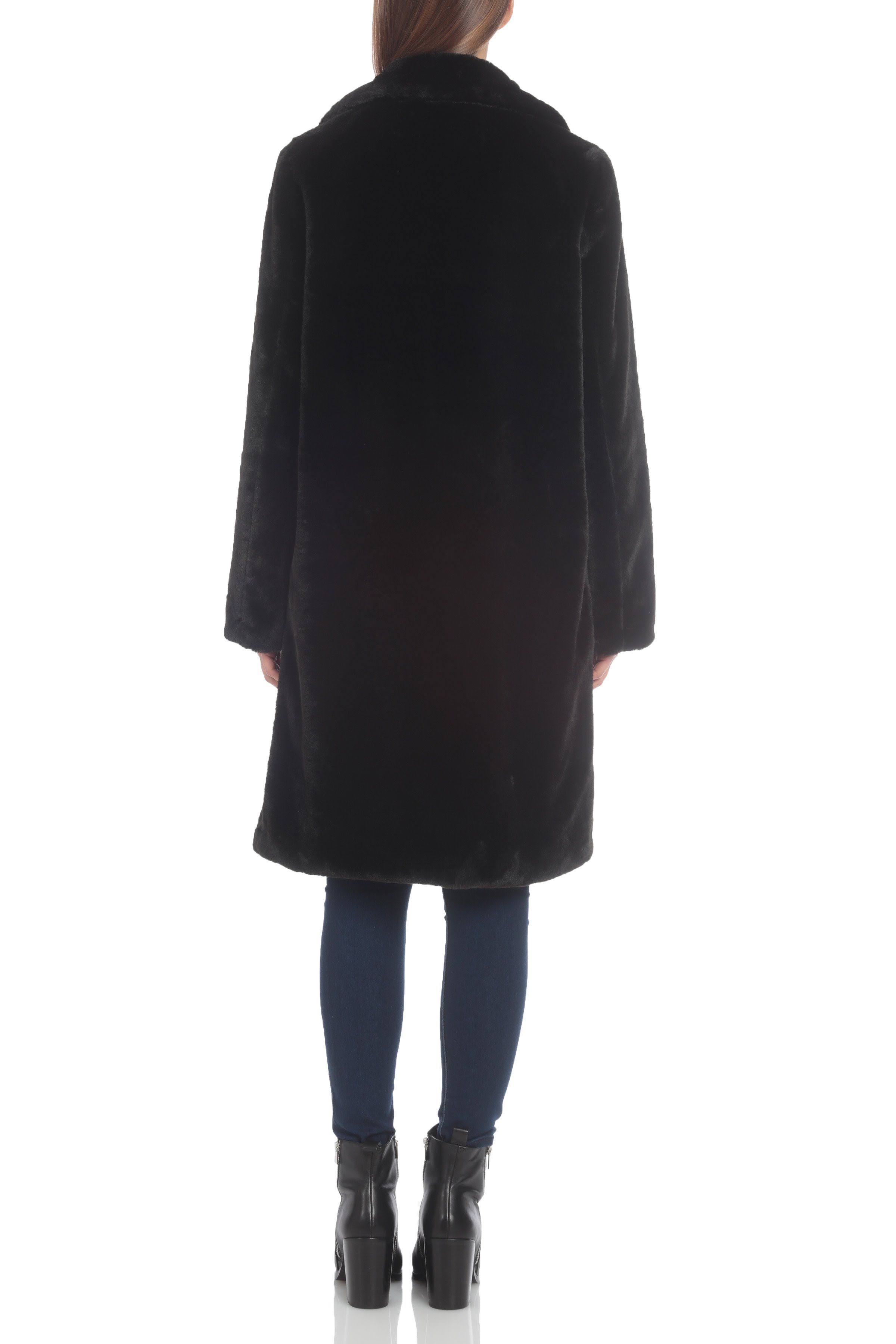 Avec-Les-Filles Faux Fur Bunny Coat Black / LG