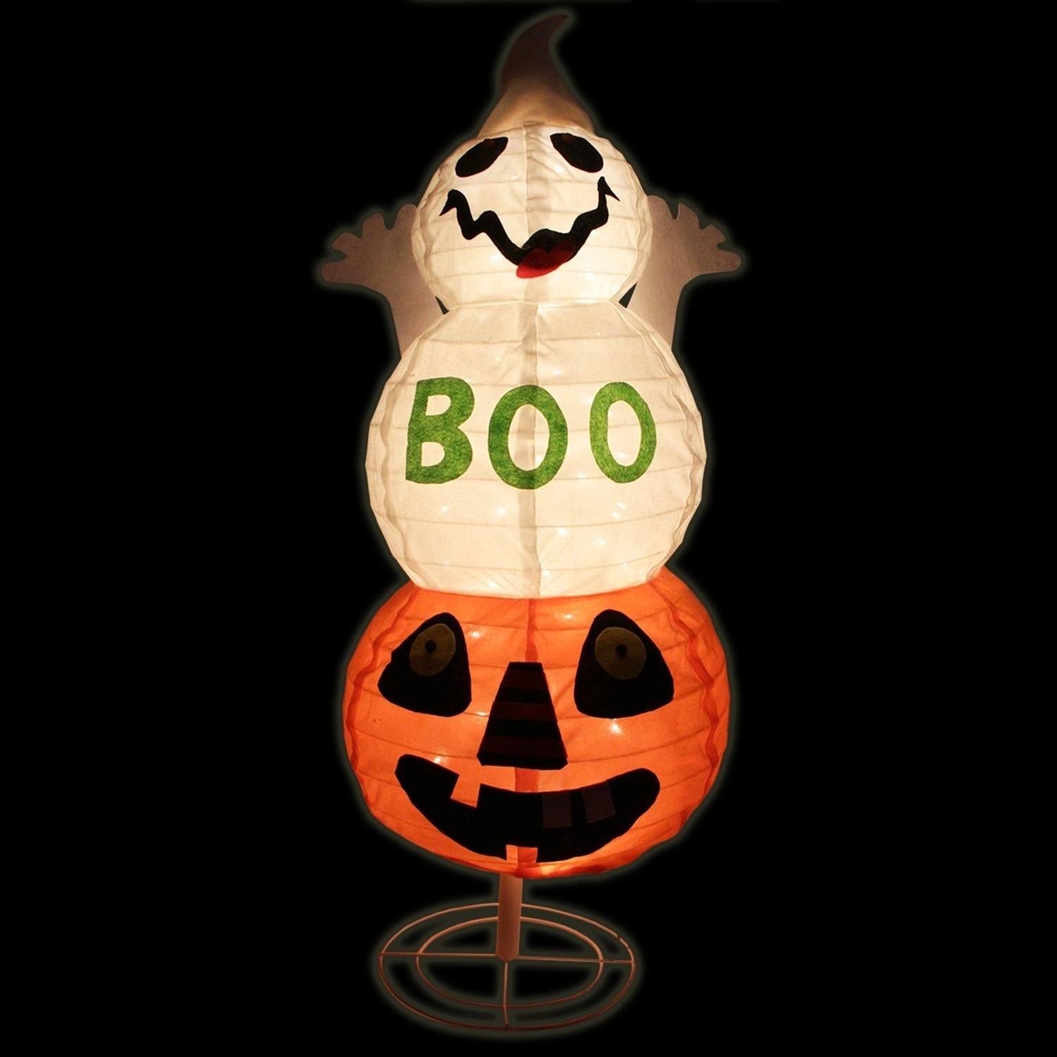 Northlight 37x22 Lighted Spooky Boo Ghost on Jack-O-Lantern Pumpkin Halloween Decoration