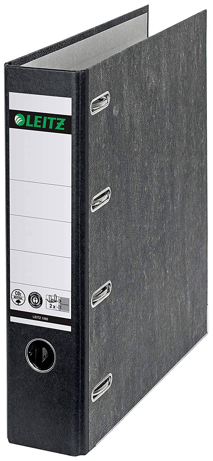 Leitz 10920000/002/4 Fb Double Mechanism Lever Arch File, 7.5 cm Spine, Cardboard, 10920000 - A5, Black