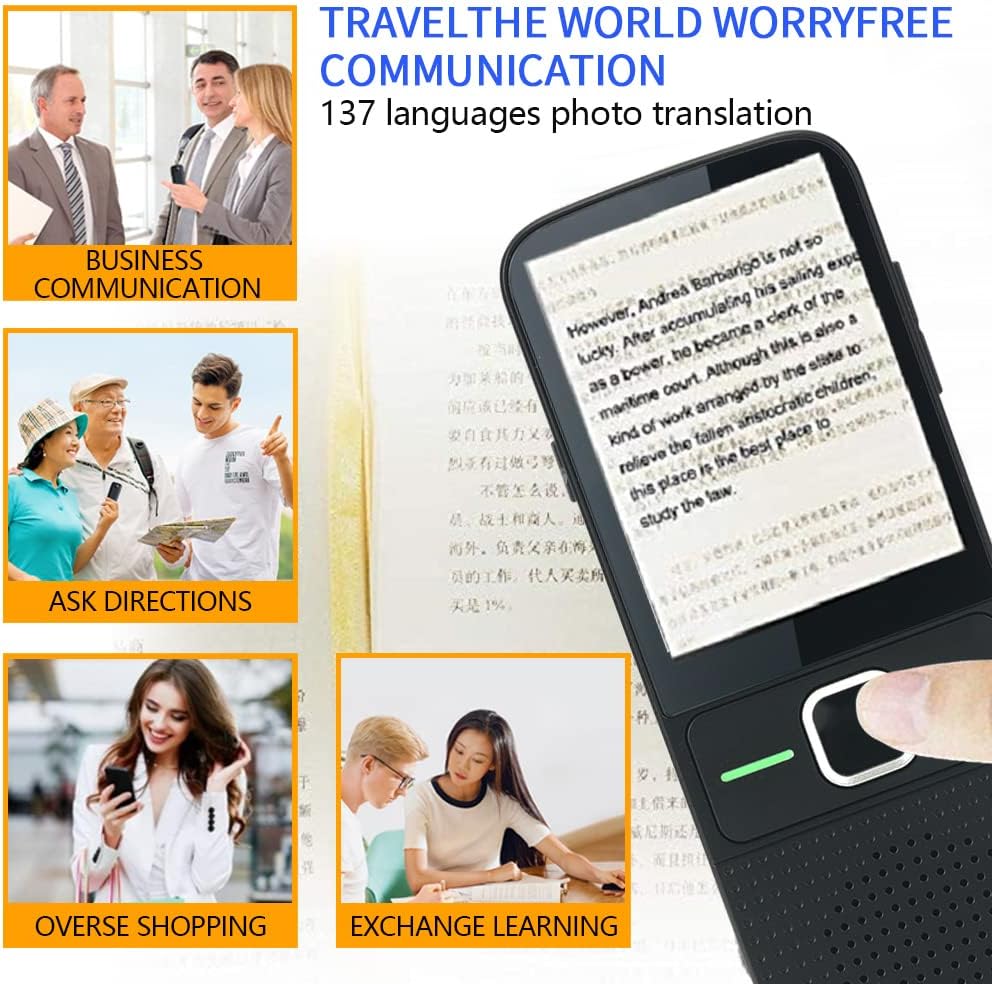lotorasia Language Translator Portable Instant Translator Device Support WiFi/Hotspot/Offline Two- Way Real Time Online 137 Languages with 2.4 Inch Touch Screen Recording Smart Translator Pack of 2
