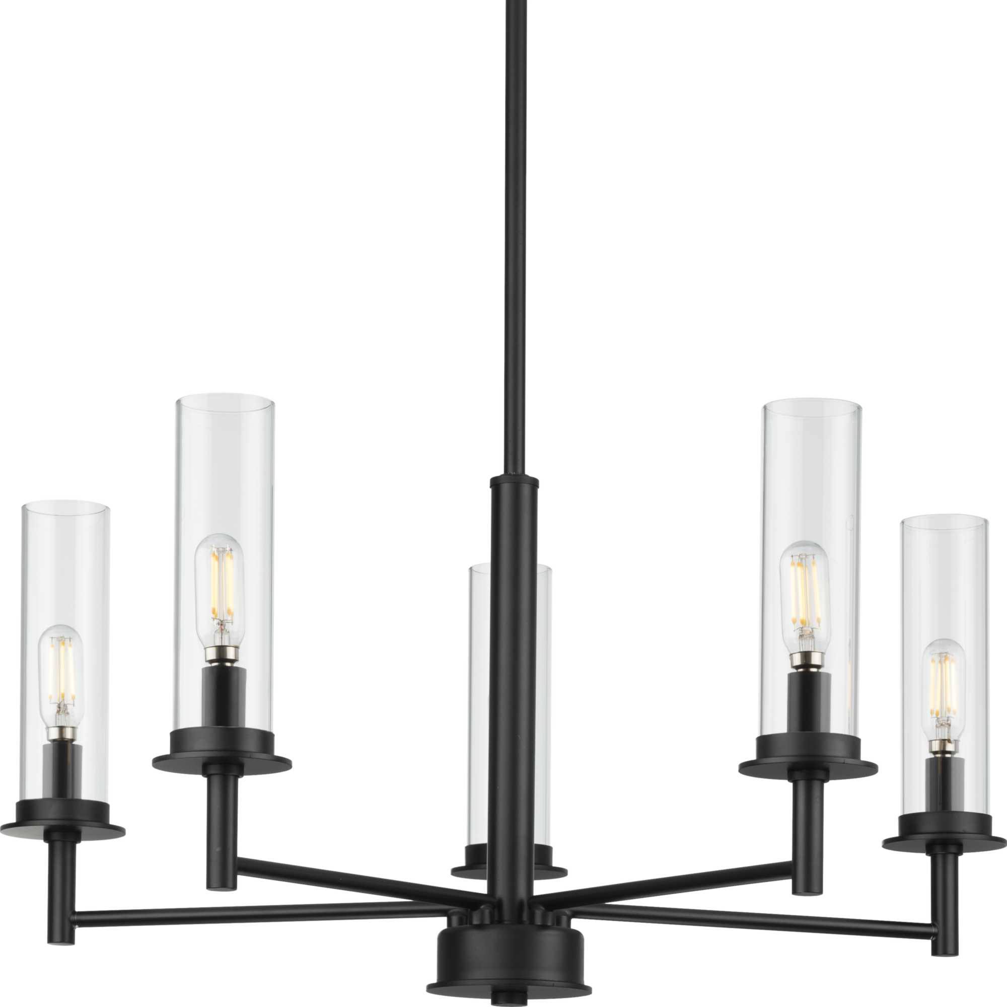 Progress Lighting Kellwyn Chandelier Matte Black 5 Light