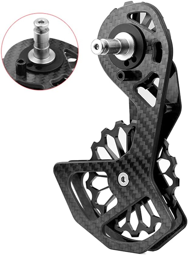 JFOYH Road Cyclocross Bicycle Bike OSPW Oversized Derailleur Pulley Wheel System for Shimano and SRAM, use 13T+17T Pulley(Black, Red)
