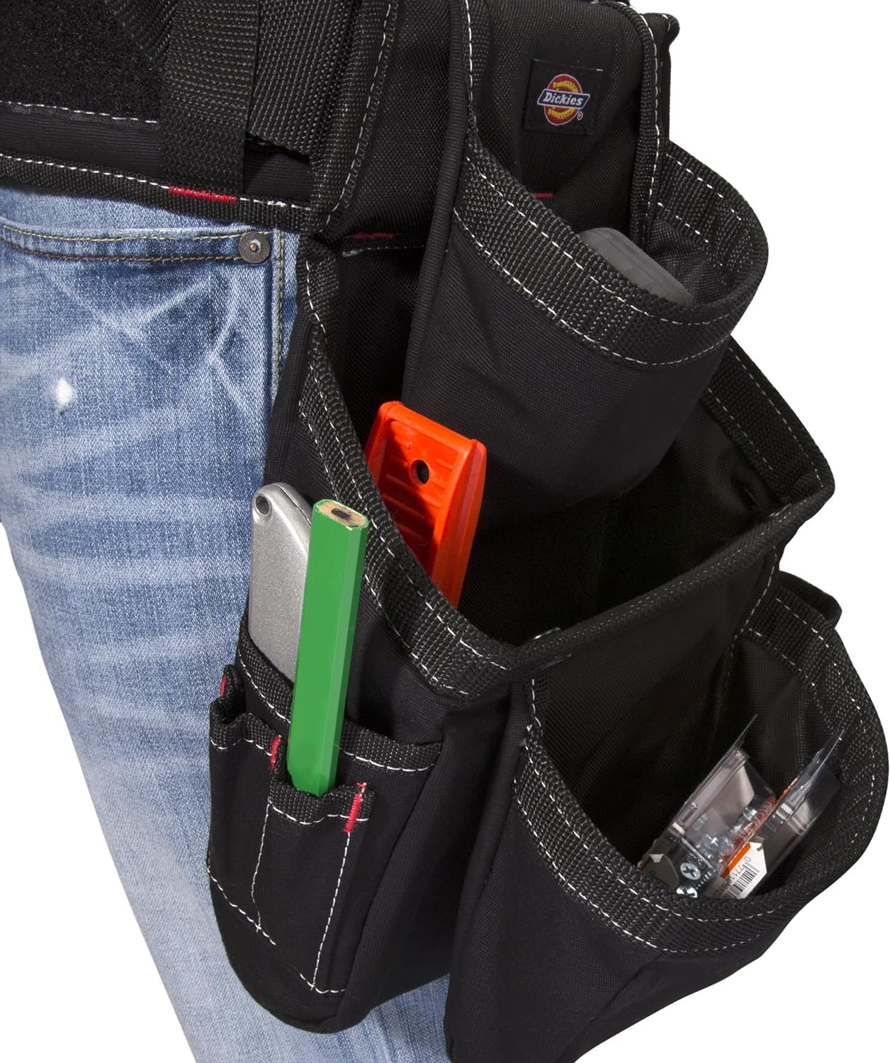 Dickies 4-Piece Carpenter's Rig, Padded Tool Belt Suspenders, Cooling Mesh, Tool Belt, Steel Buckle, Black