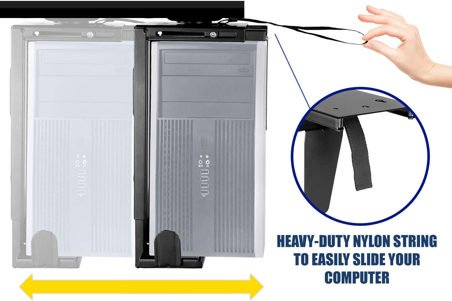 Mount-It! CPU Desk Mount | Adjustable Under Desk Computer Mount with Anti-Theft Screw, CPU Holder with Sliding Track and 360 Deg Swivel for Desktop Computer Towers, 22 Lb Load Capacity Pack of 2