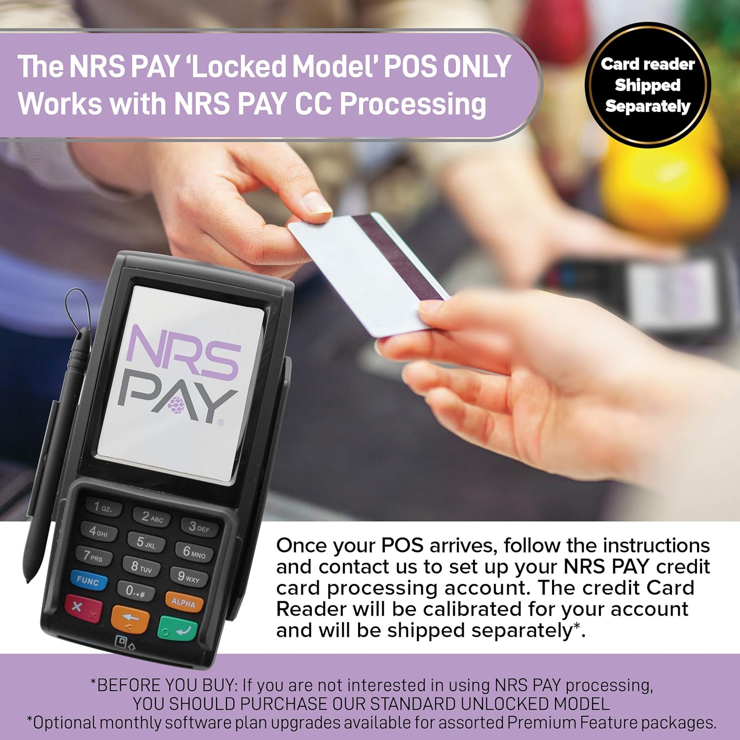 NRS Cash Register for Small Businesses (USA ONLY) - POS System with Touch Screen Monitor, Customer-Facing Display, Barcode Scanner, Cash Drawer and Receipt Printer - NRS Pay Locked-Model