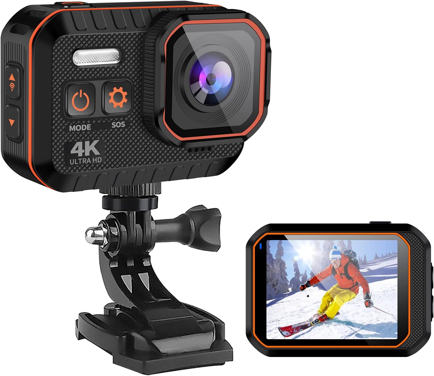 Action Camera 4K 16MP WiFi Sports Camera IPX8 33FT Waterproof Camera EIS 170&deg; Wide Angle Underwater Camera with Remote Control Accessories Kit and Carrying Case
