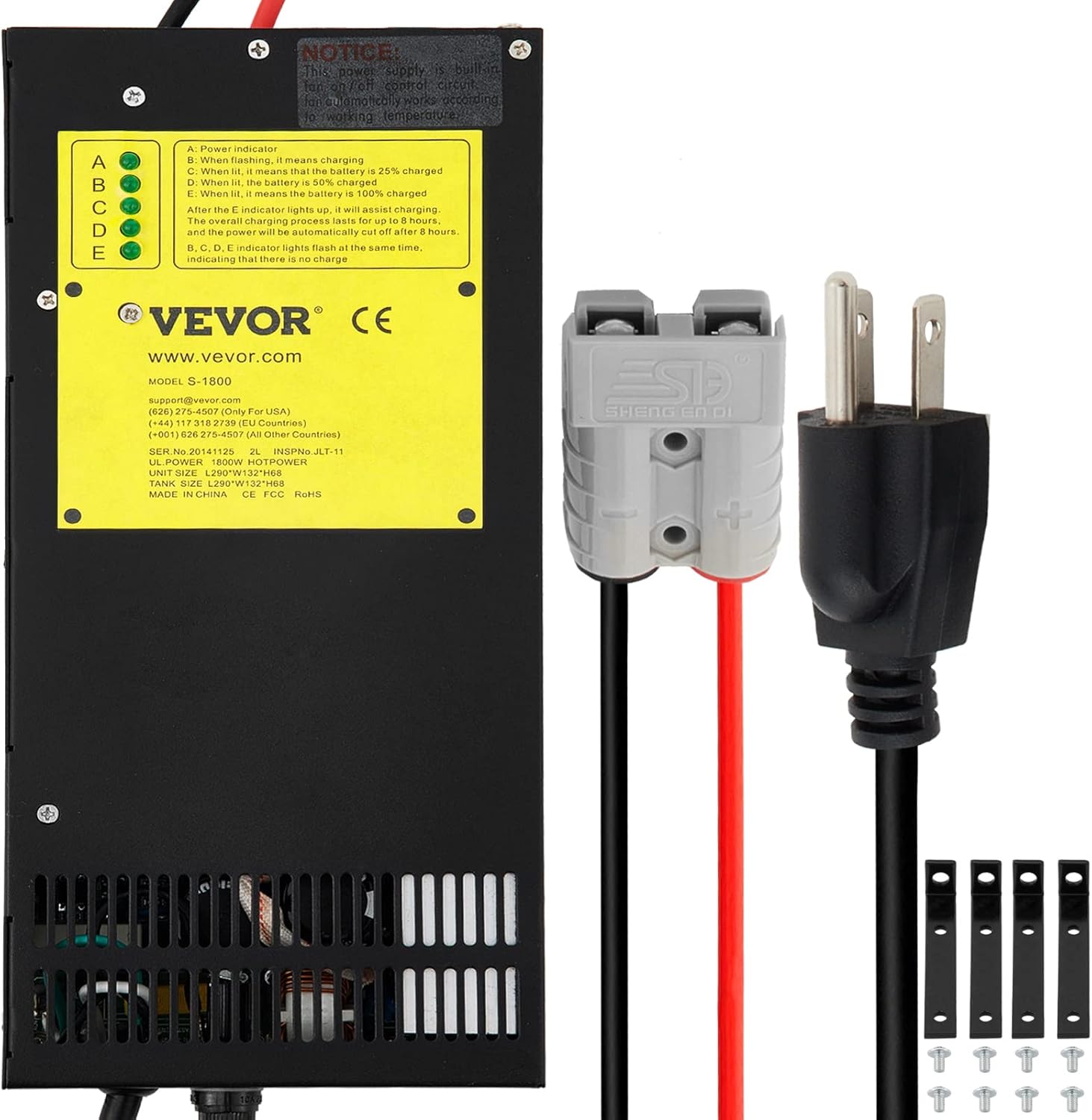 VEVOR RV Power Converter Charger, 110 Volt AC to 12 Volt DC, Power Supply Battery Converter Charger 1500W with 13-16V DC Adjustable Operating Range, Three-Stage Inverter, for RV Trailer Camper 100 Amp