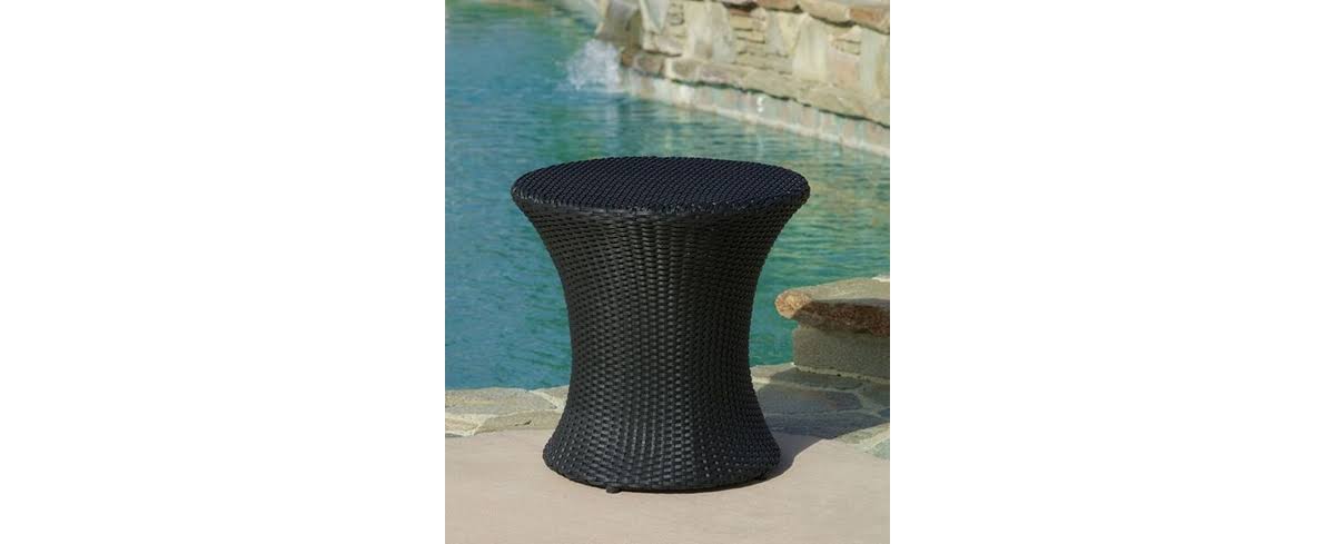 19.5 inch Brown Contemporary Outdoor Patio Round Accent Table