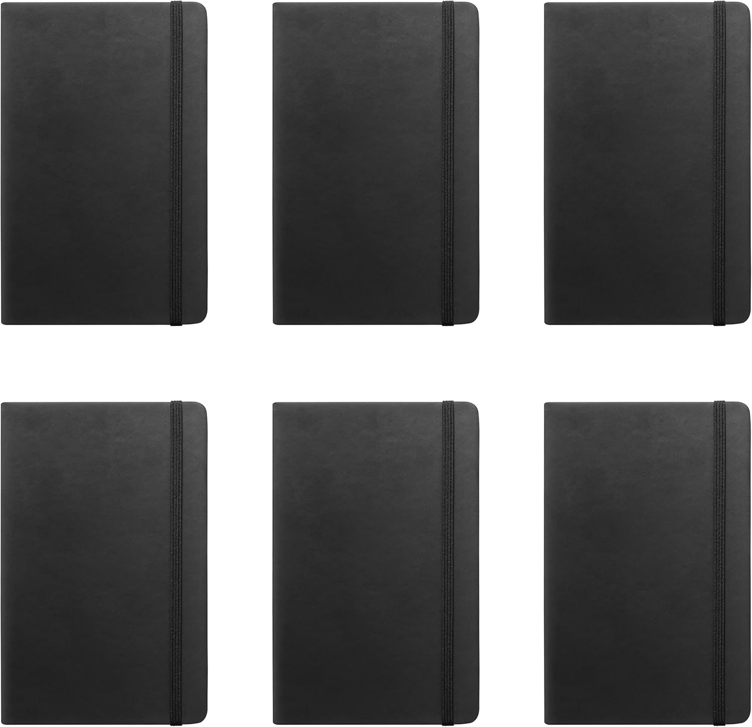 6 Barrington Hardcover Journals with Band Pack - 80 pages, Shimmer Cover, Ribbon bookmark - Brown