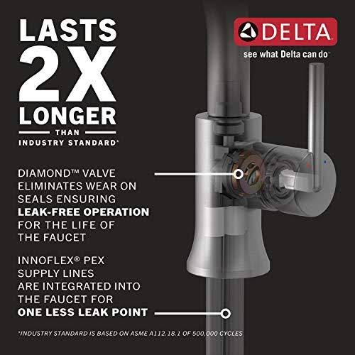 Delta Faucet 577-BLMPU-LHP-DST Bathroom Faucet-Less Handle Single Hole, Matte Black