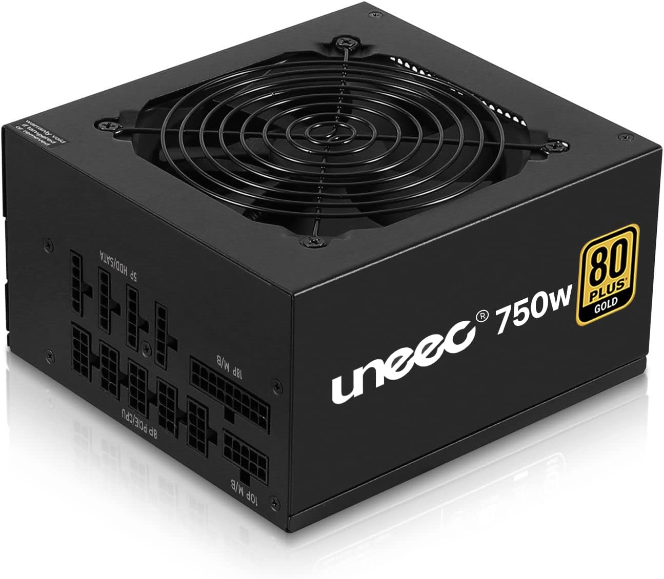 Uneec 750W 80+ Plus Gold Certified Fully Modular Power Supply PSU Silent Fan 33dbm Maximum for ATX PC Server Workstation Gaming Computer, STI Crossfire Game, Dual CPU, Active PFC Auto Adapter