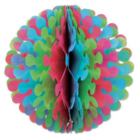 (Pack of 12) 14 inchTissue Flutter Ball, Cerise, Light Green and Turquoise