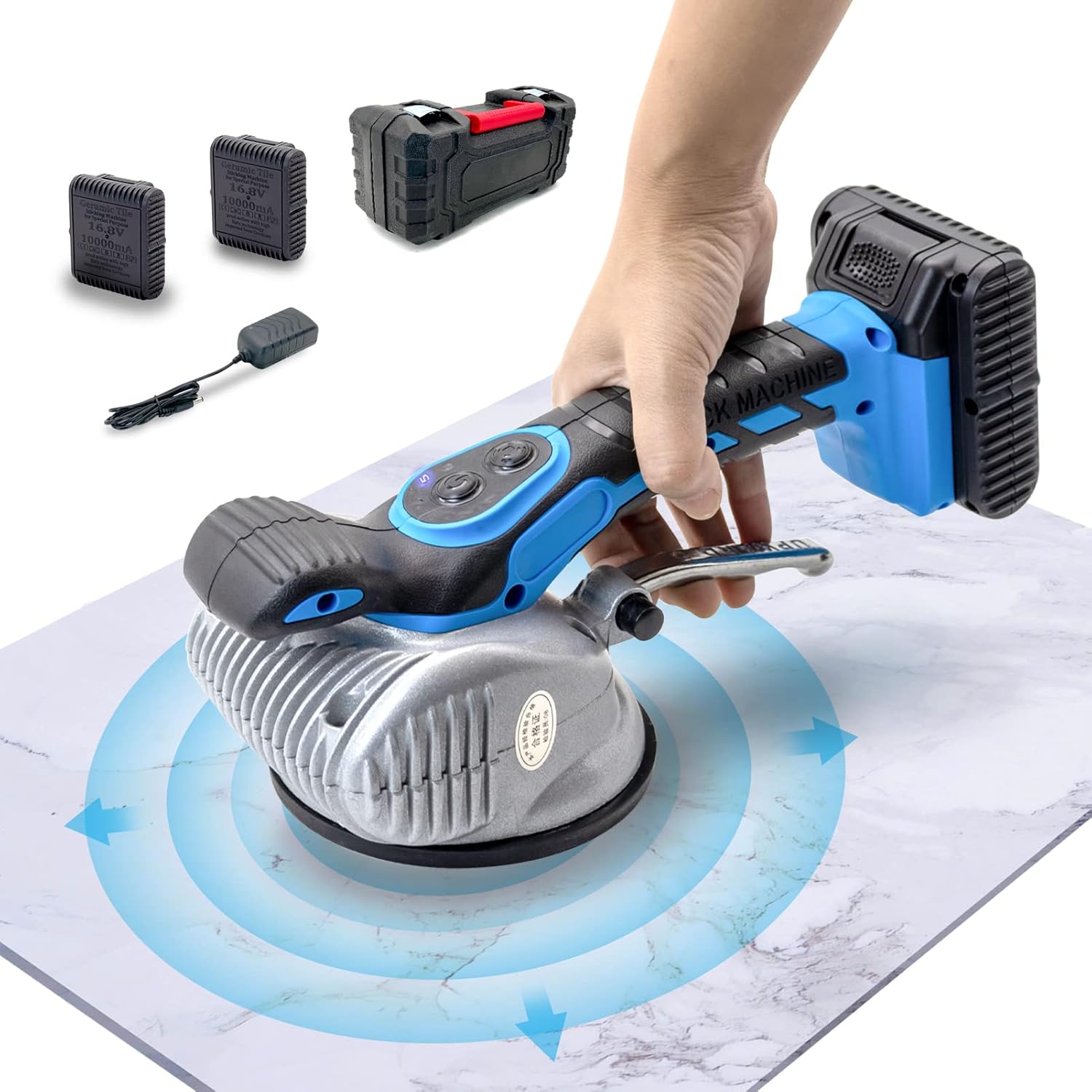 CAPTOK Tile Vibration Machine 10,000mAh 2 Batteries Automatic Tile Leveling Tiling Machine 6 Speed Handheld Tile Tiler Vibrator 15,000VPM