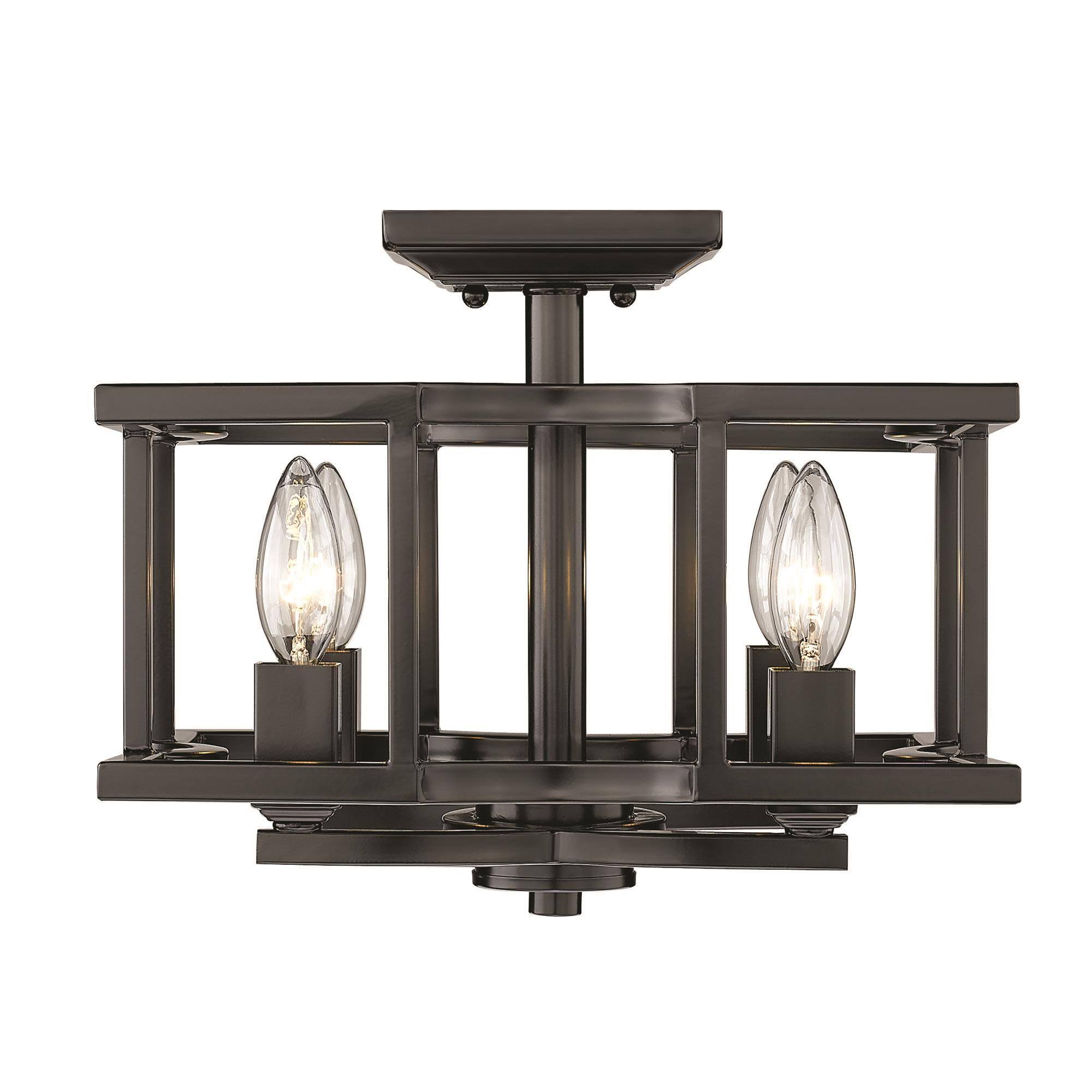 Golden Lighting 7151-SF Blk Bellare Semi-Flush Matte Black
