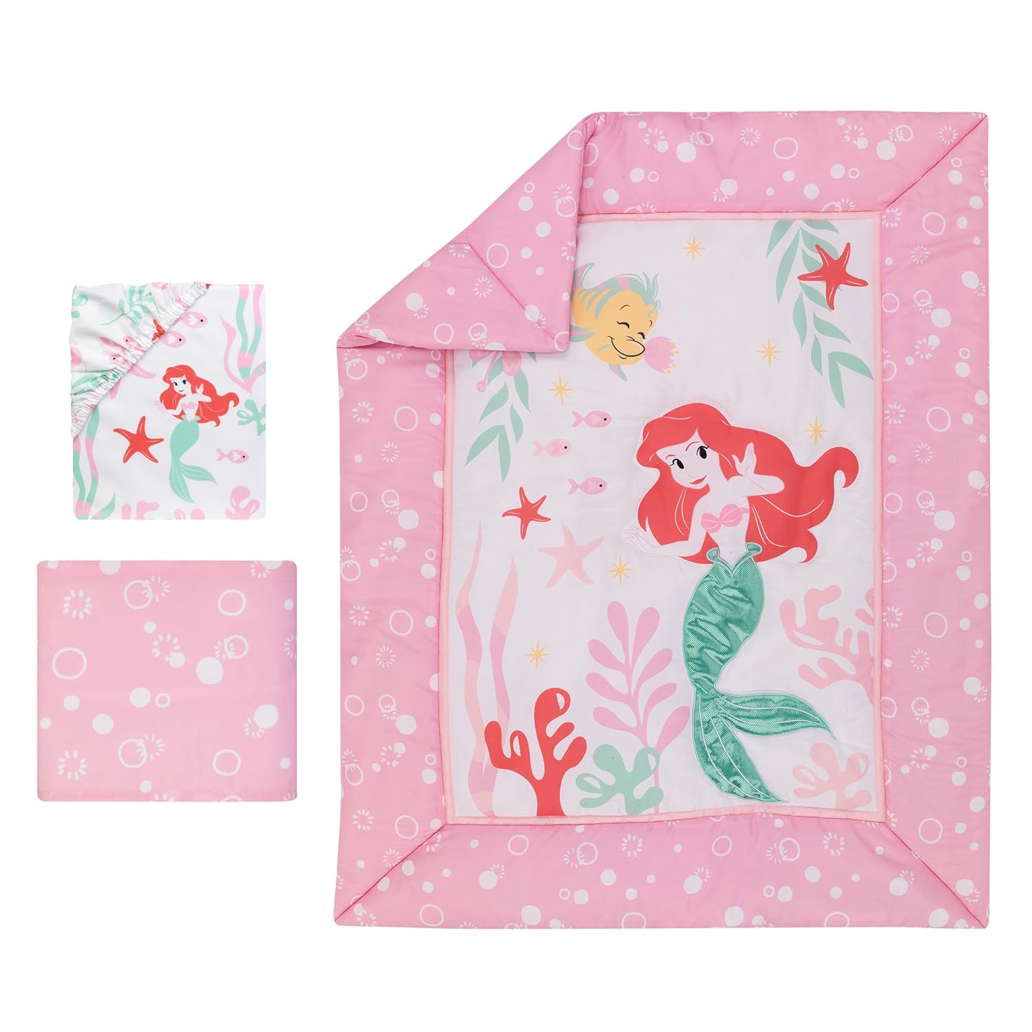 Lambs & Ivy Ariel's Grotto 3Piece Crib Bedding Set, Pink Pack of 2