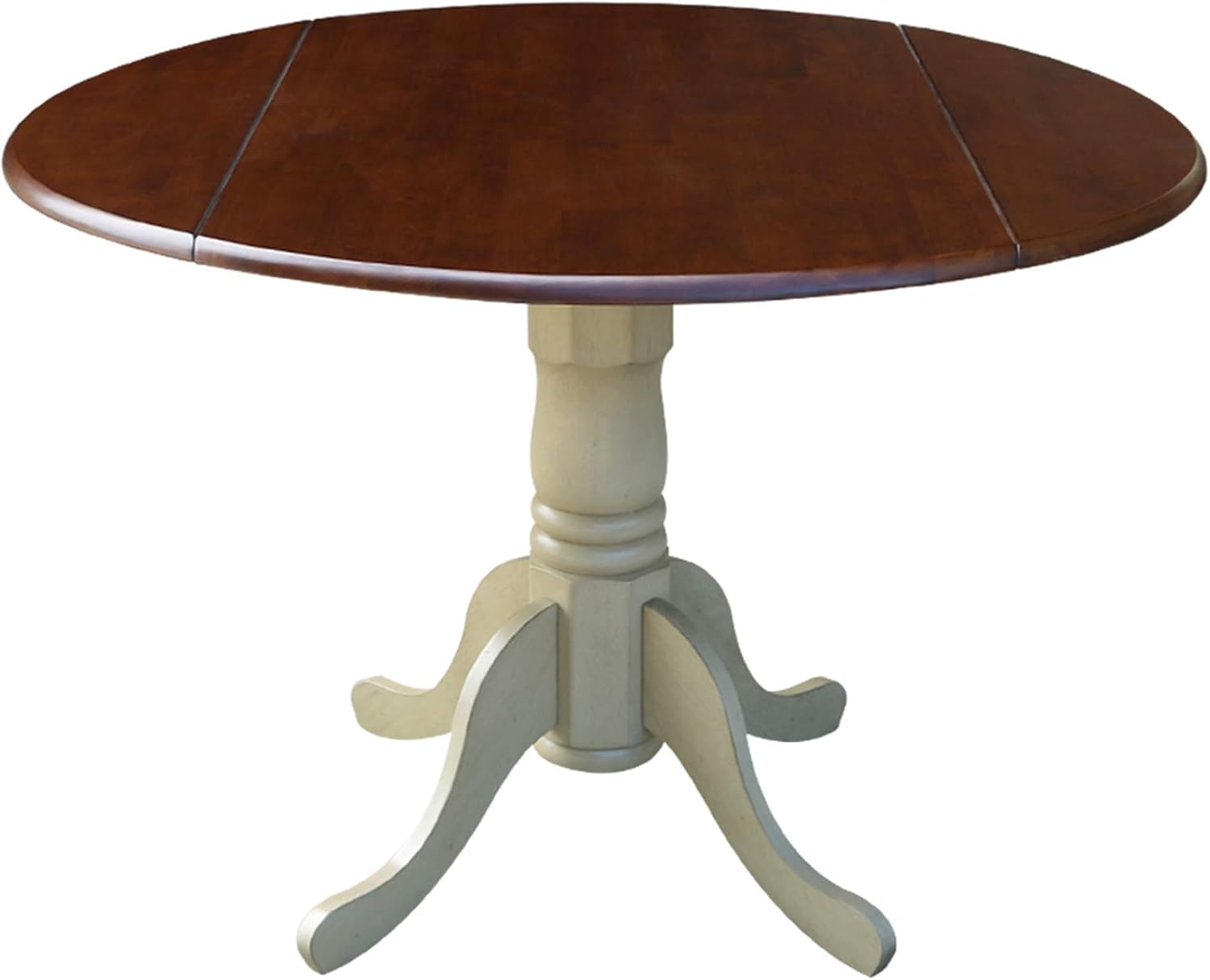 International Concepts 42-Inch Round Dual Drop Leaf Ped Table, Black