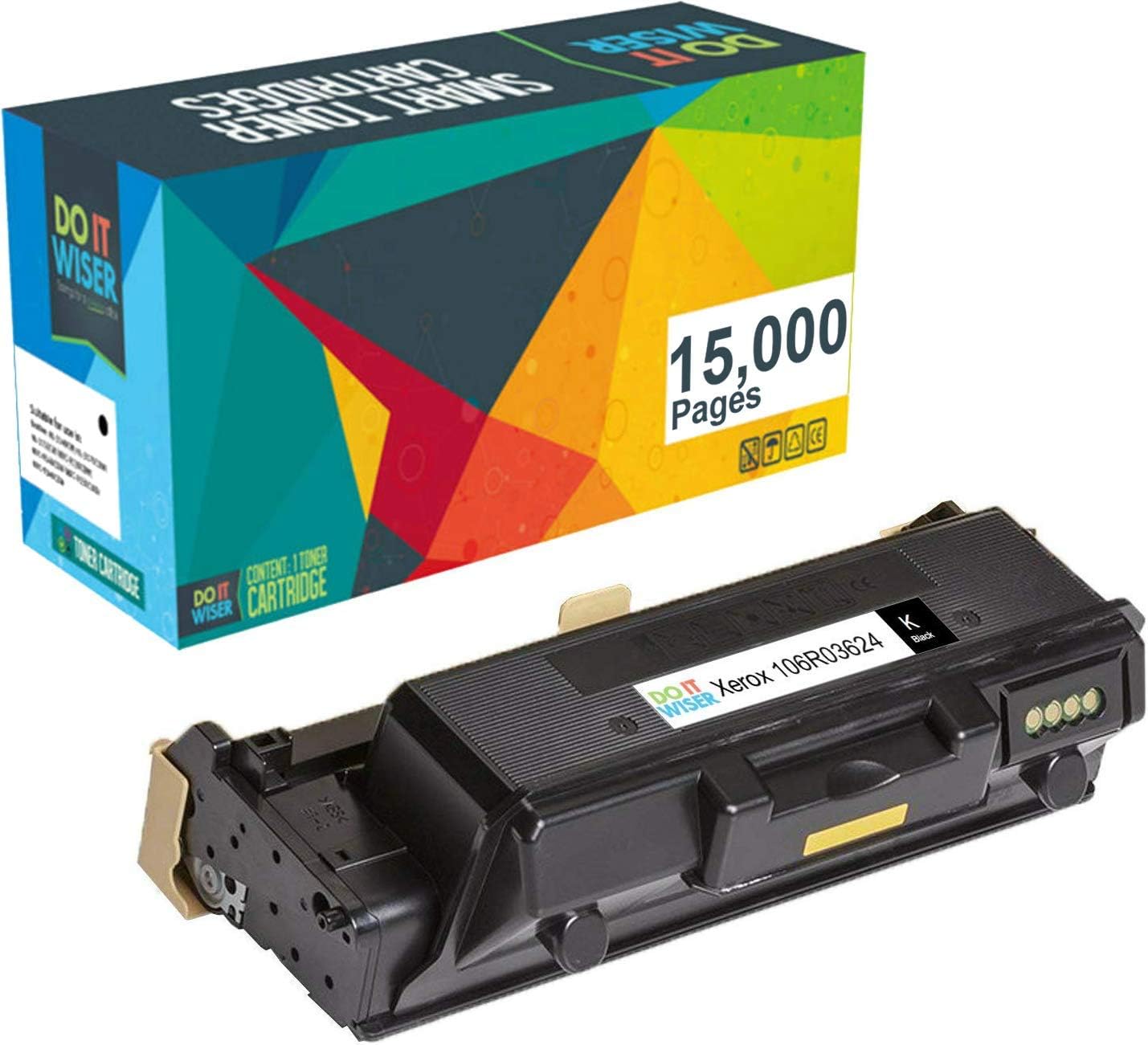 Do it Wiser Compatible Toner Cartridge Replacement for Xerox 106R03624 WorkCentre 3335 3345 Phaser 3330 Toner - 106R03623 (15,000 Pages) Pack of 2