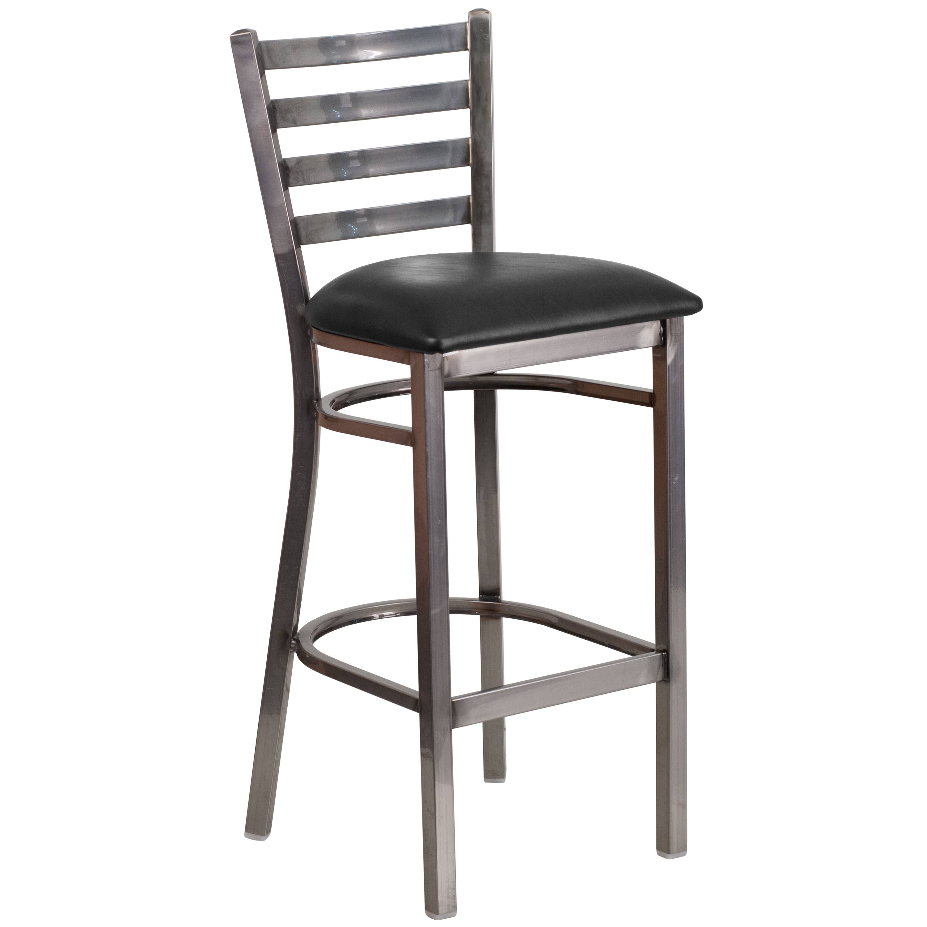 Porch u0026 den Maddux Metal/ Vinyl Ladder Back Bar Stool (Black/Clear)