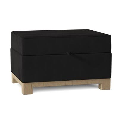 Brandes 32x22 Rectangle with Storage Ottoman Winston Porter Body Fabric: Velvet Black, Leg Color: Dark Brown