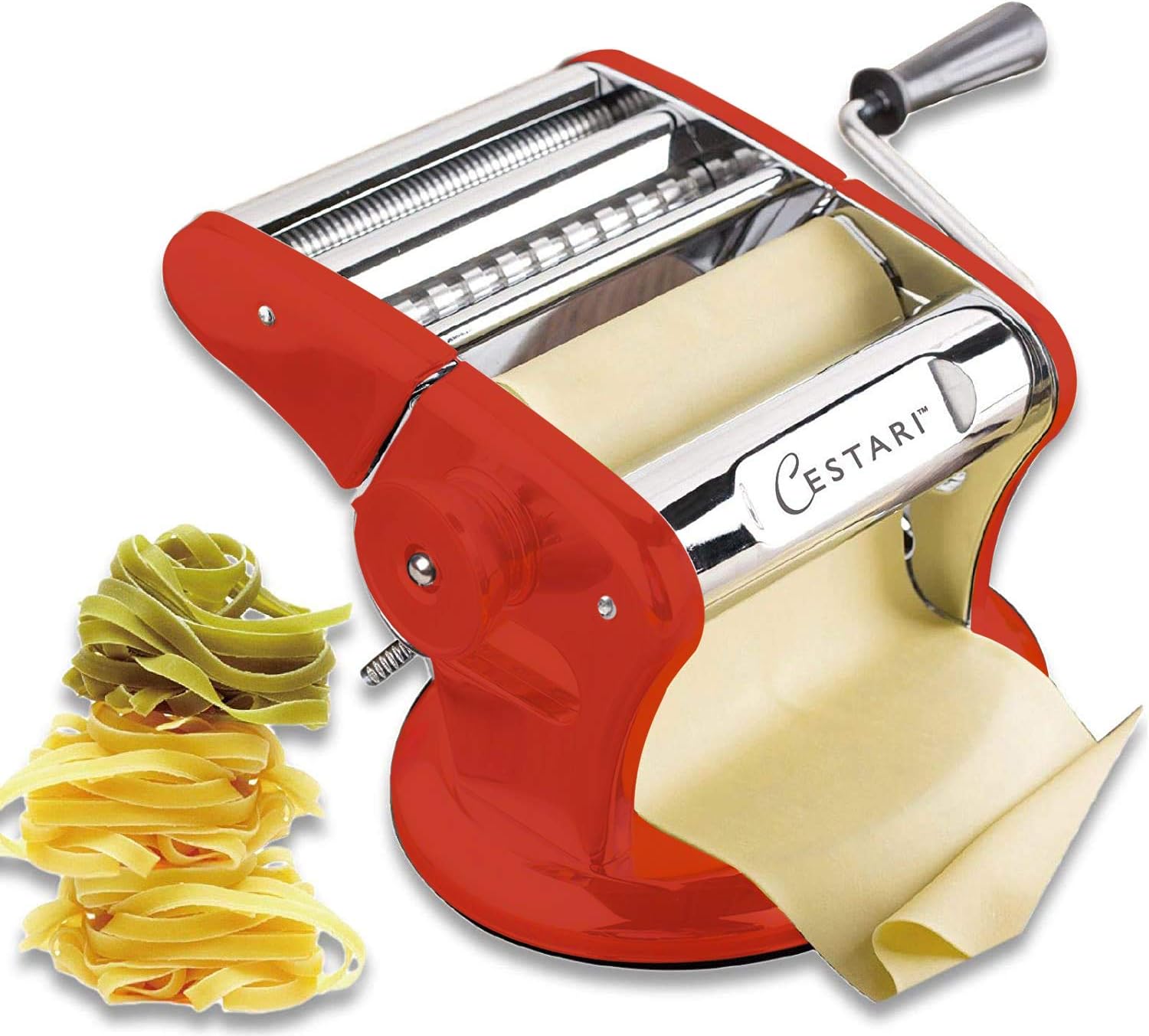 Ultimate Pasta Machine - Professional Pasta Maker - Unique Patented Suction Base for No-Slip Use of Stainless Steel Pasta Roller Machine - 150 mm - Noodle Maker and Dough Roller by Cestari