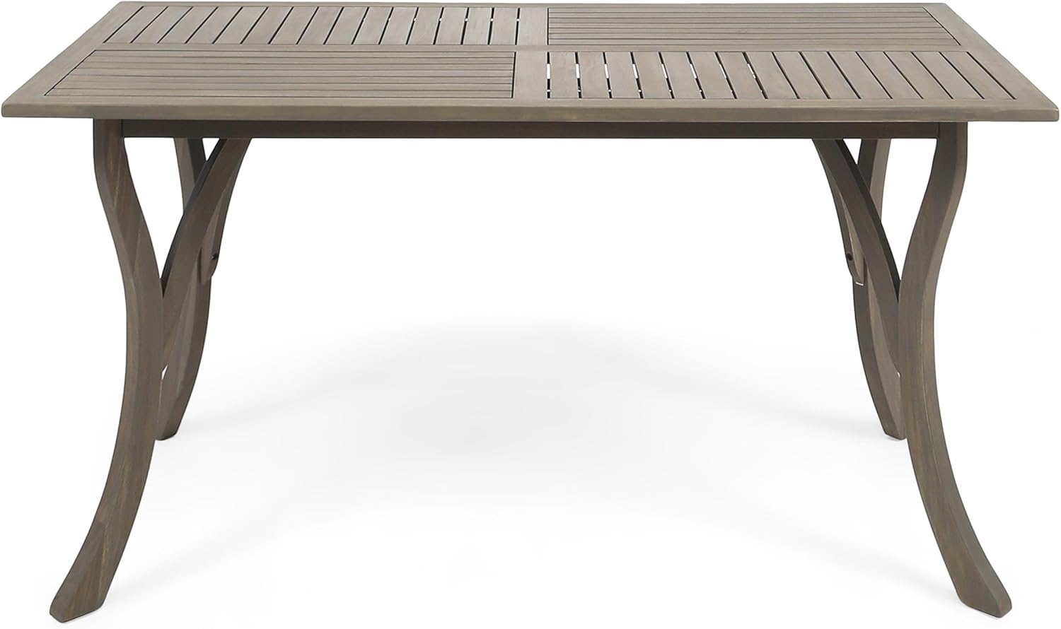 Jaden Outdoor Acacia Wood Rectangular Dining Table, Gray
