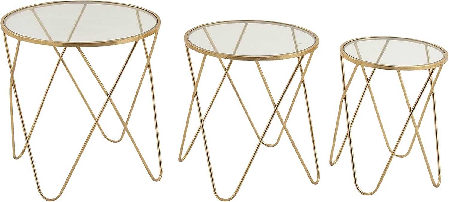 Deco 79 Metal Glass Accent Tables (Set of 3), 18