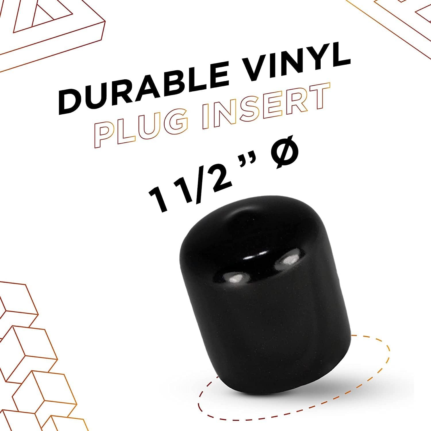 Prescott Plastics 1 1/2 Inch Round Black Vinyl End Cap, Flexible Pipe Post Rubber Cover (100)