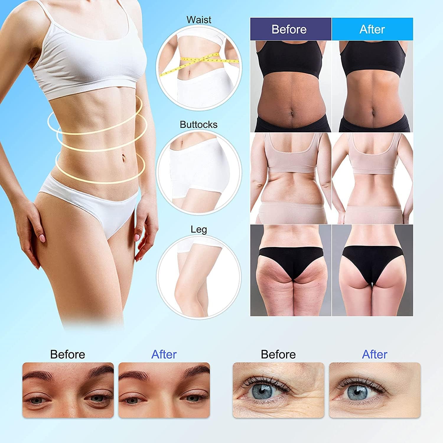 Cavitatio Machine, Stretch Marks Removal Cellulit Massager Body Massager,Body Liposuctio Machine,Skin Tightenin Machine,Body Skin Light Spa Care for Home or Shop (White&Blue)