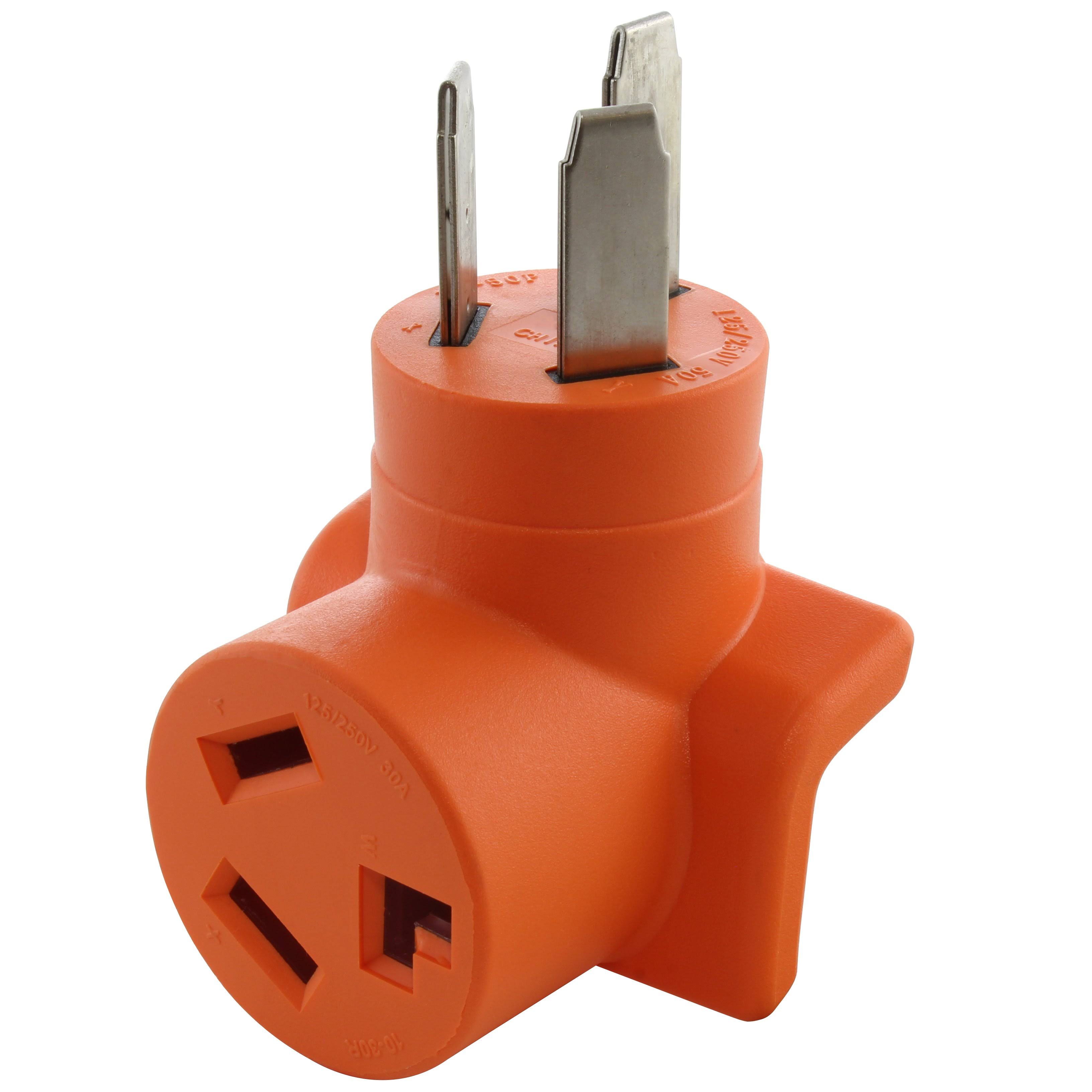 AC Works [ad10501030] 10-50P 50-Amp 3-Prong Old Style Dryer/Range Plug to 10-30R 3-Prong Dryer Outlet