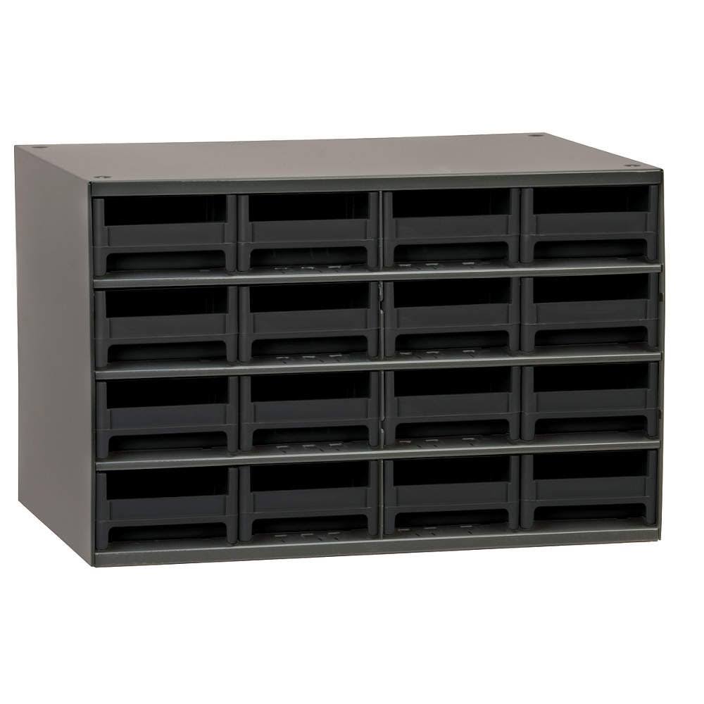 Akro-Mils 19416BLK Steel Cabinet 16 Drawers - Black