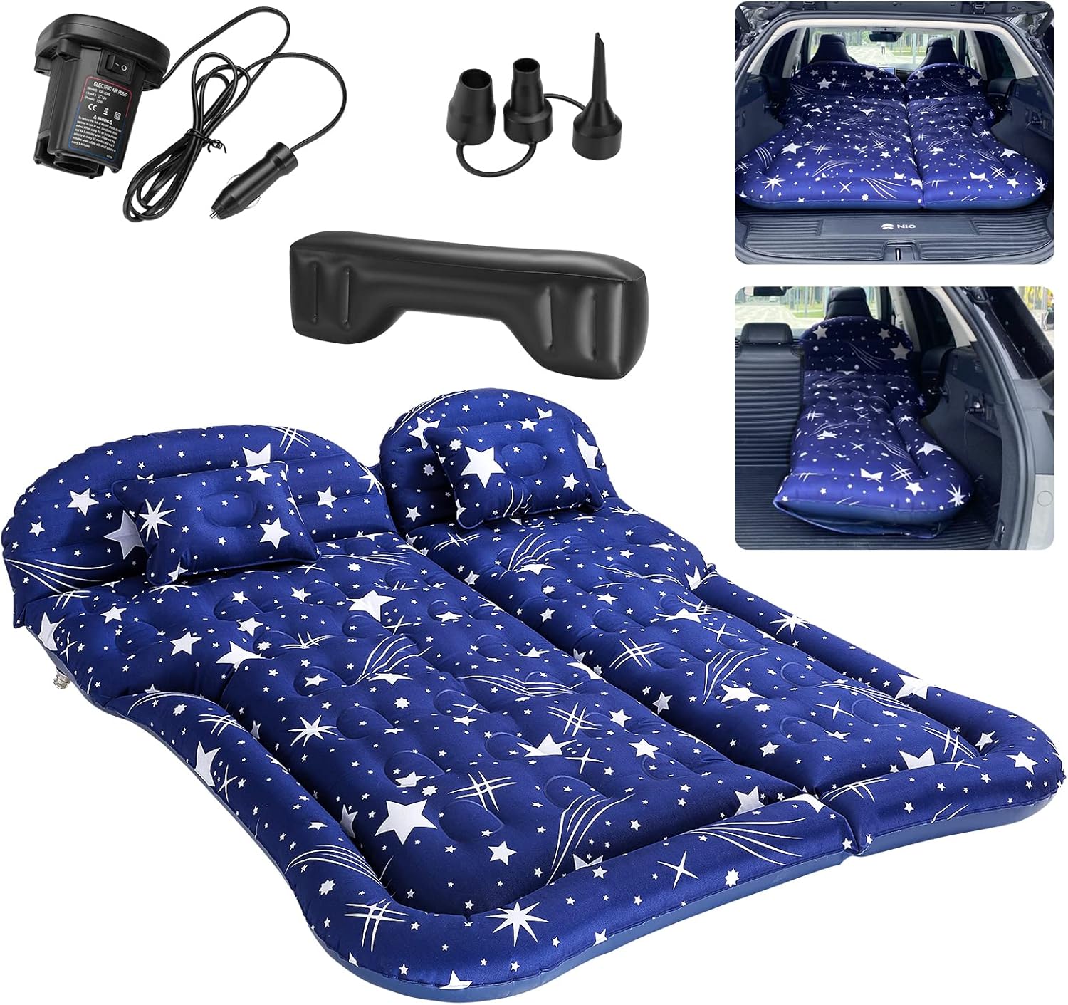 YEPLINS SUV Air Mattress Camping Bed Cushion Pillow, Inflatable Car Bed Mattress for SUV, Portable Bed Mattress Car Air Bed Back Seat (Starry Blue)